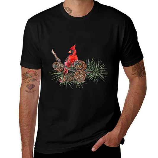Red Cardinal Bird Lovers Birdwatching Watercolor  Relaxed-fit T-Shirt