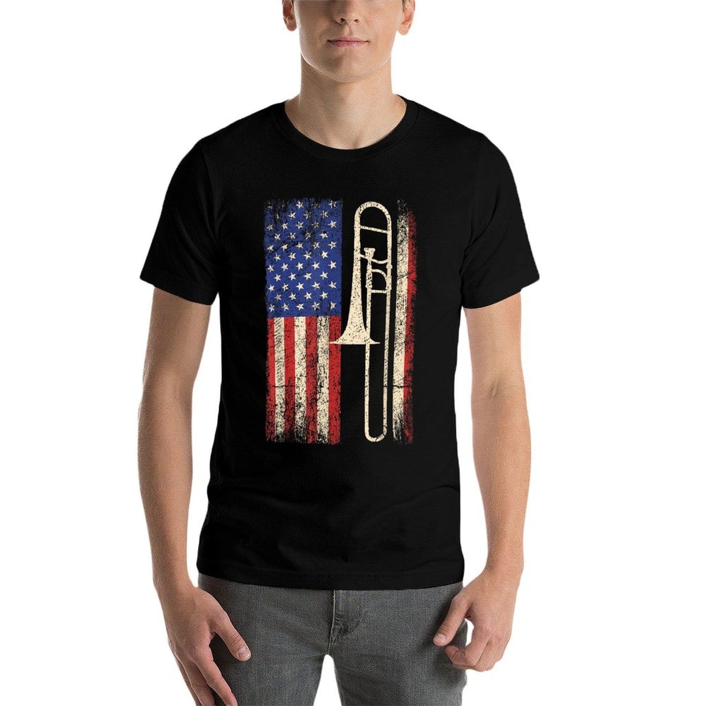 Trombone USA American Jazz Music Vintage Men Moisture-wicking T-Shirt