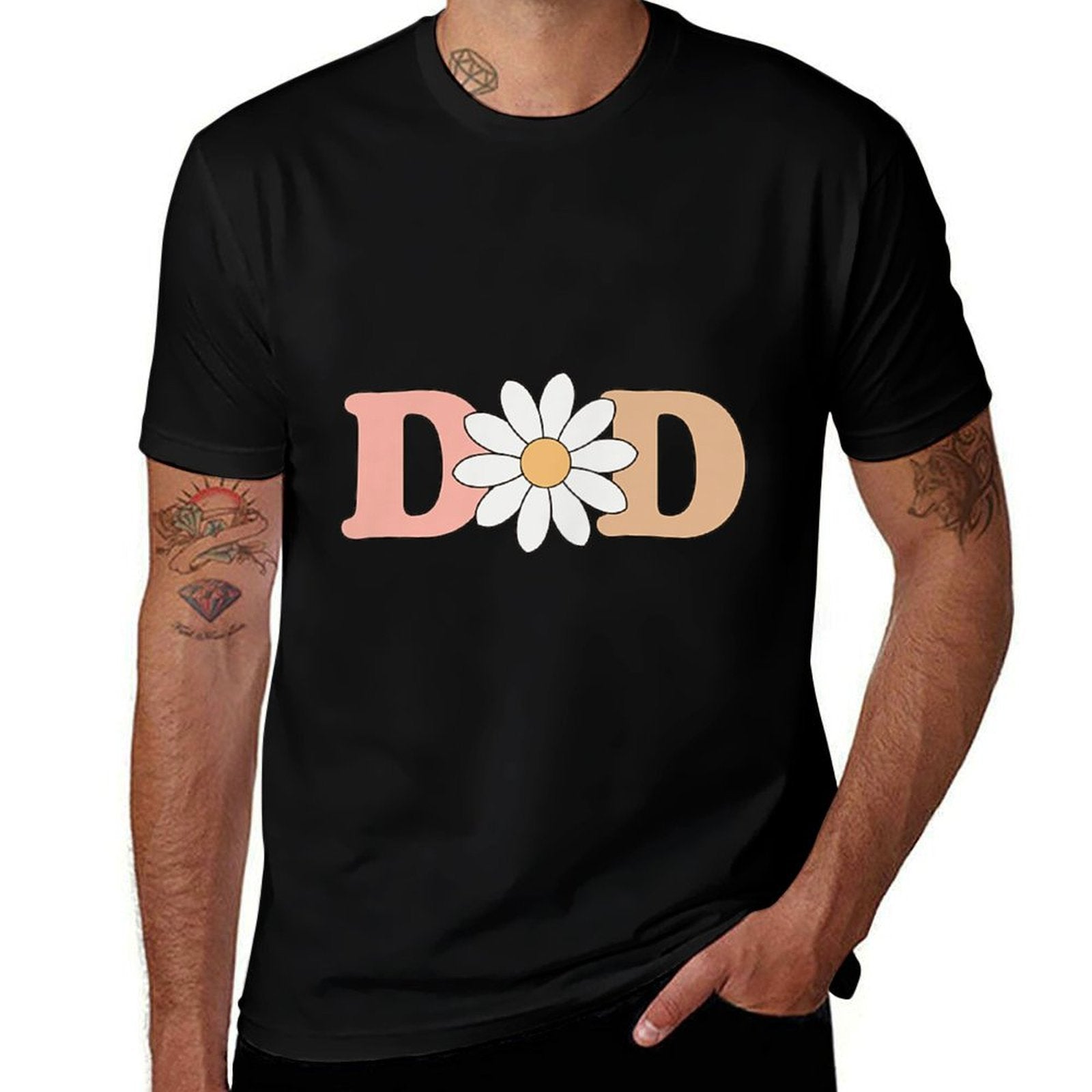 Dad Mom Daisy Wild Flower Bloom One 1st Birthday Wild One Heathered Texture T-Shirt
