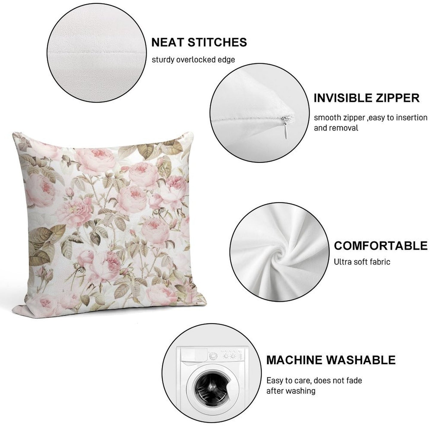 Sepia Old Vintage Roses Botanical Garden on Pink Pattern NightGarden Soft Gift Ready Throw Pillow