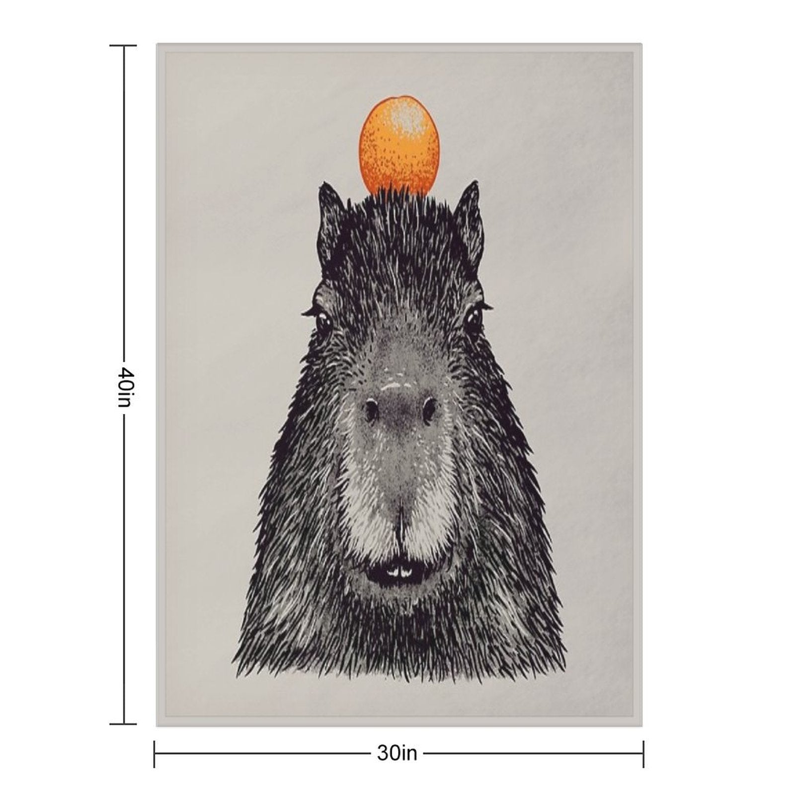 Capybara  Orange  Capy Yuzu  Capybara with Orange on Head  His Name - Gort  Portrait Durable Throw Blanket