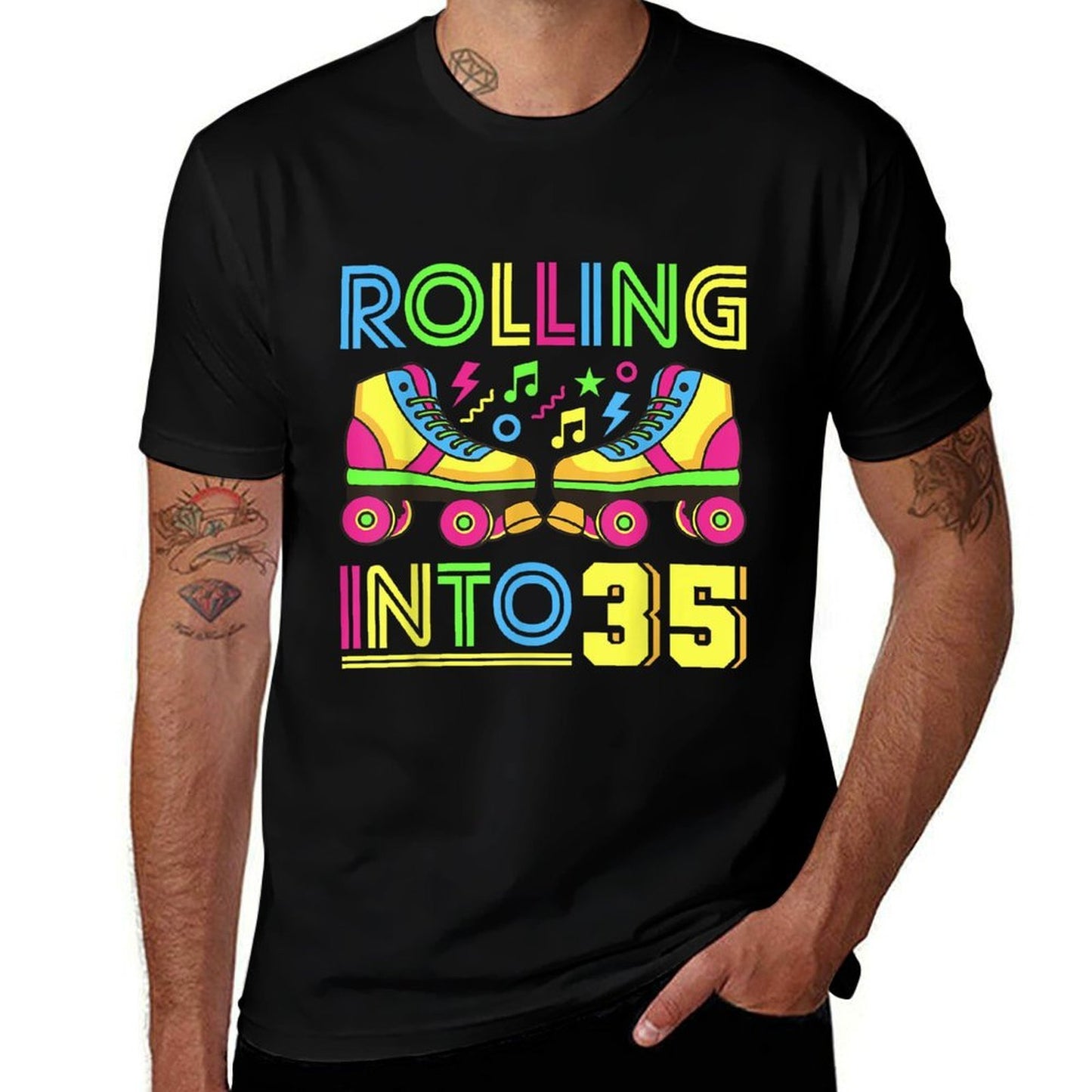 Rolling Into 35 Year Old 80s Party 90s Costume 35th Birthday Soft T-Shirt
