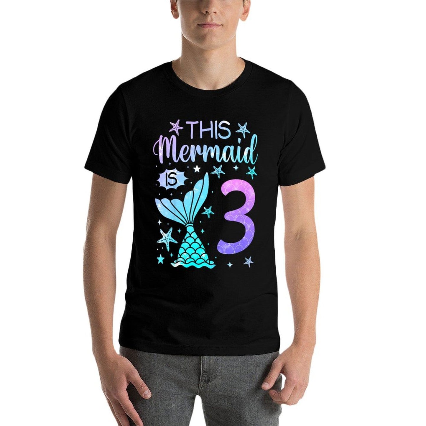 3rd Birthday Girl 3yr Three 3 Year Old Mermaid Bday Relaxed-fit T-Shirt