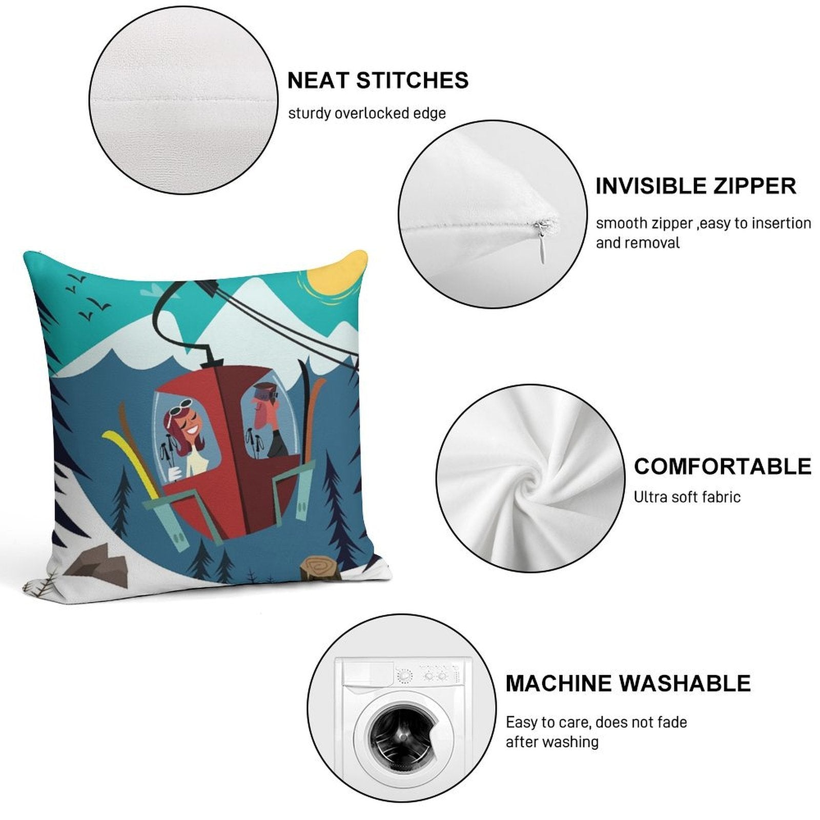 Les Arc Poster Soft Skin-Friendly Throw Pillow