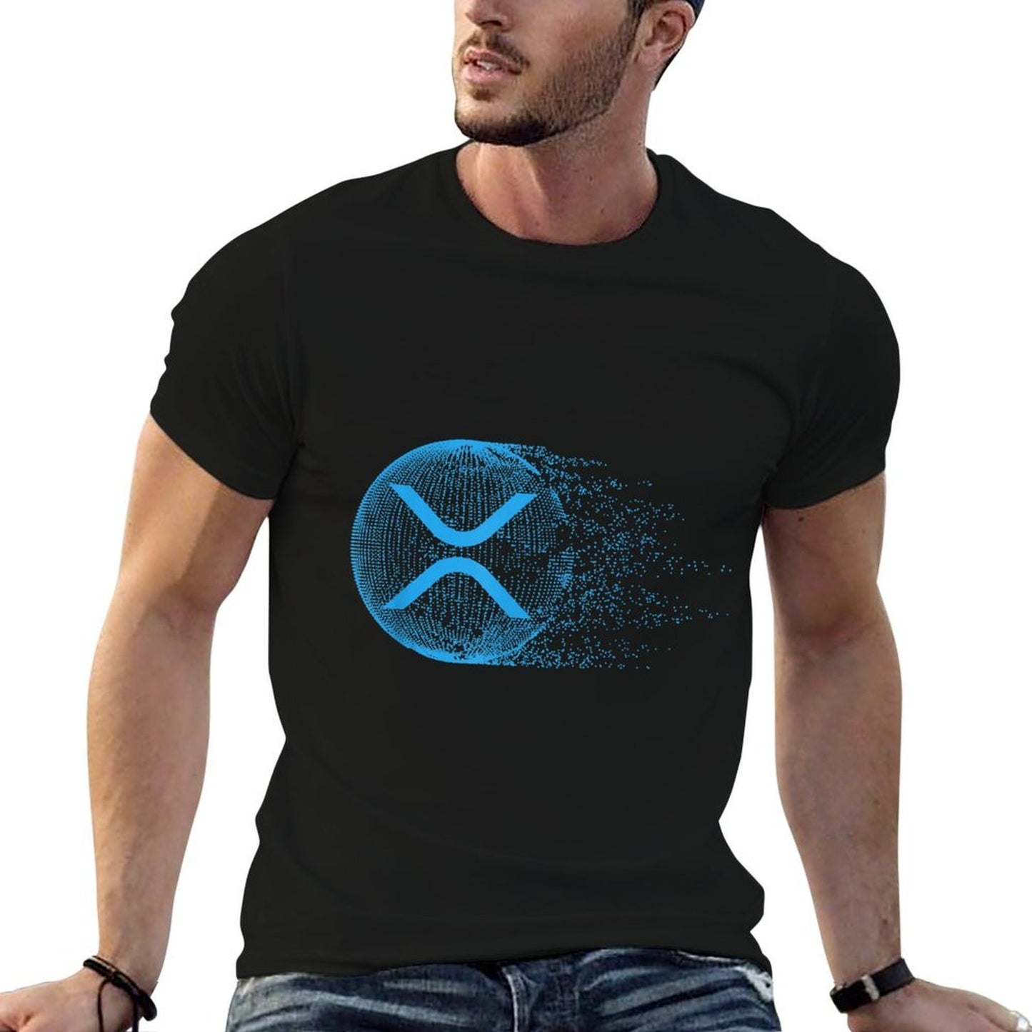 XRP Abstracts for Men And Women Unisex-Adults Black Small Modern Easy-care T-Shirt