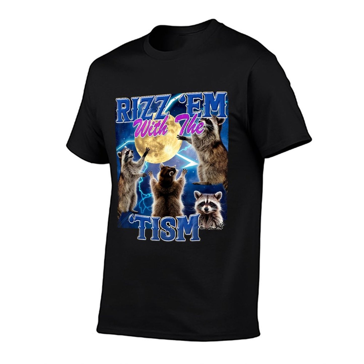 Rizz Em With The Tism Meme Autistic Raccoon Funny Rizz Summer-ready Fabric T-Shirt