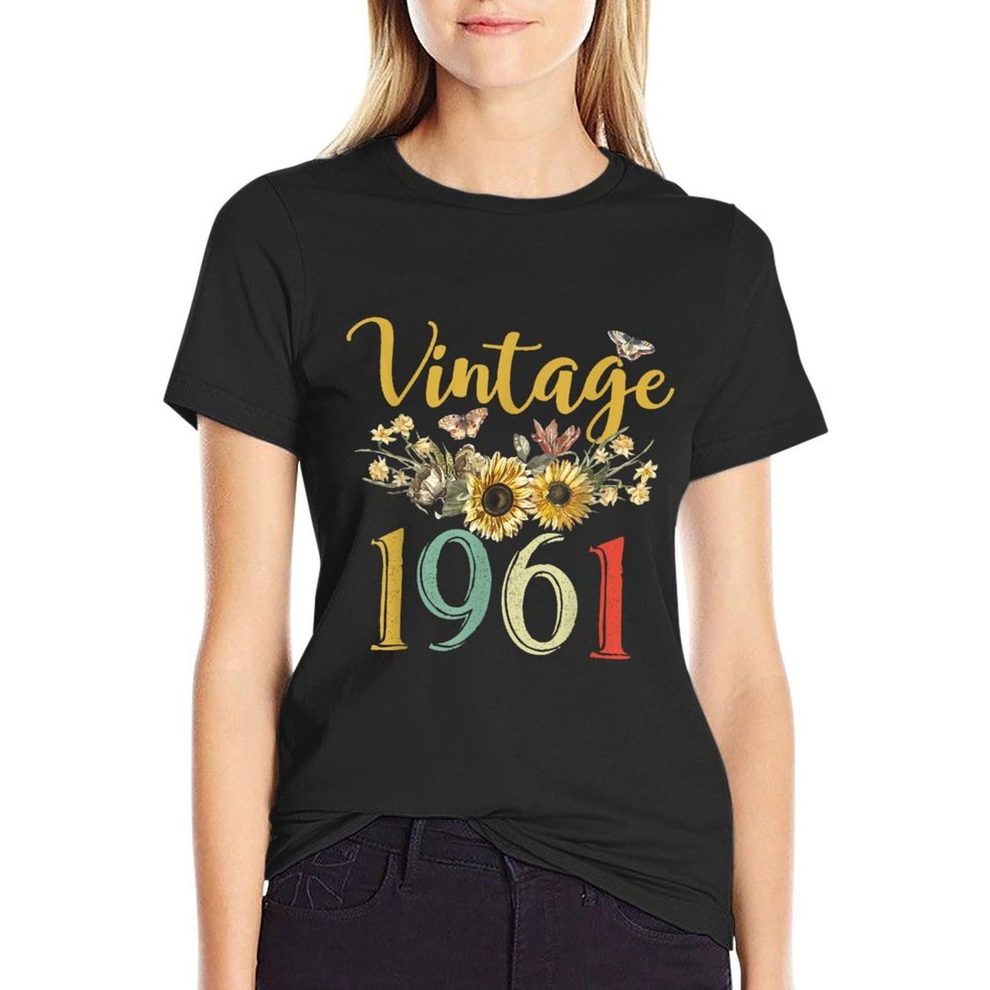 Vintage 1961 Sunflower 64th Birthday Awesome Since 1961 Affordable Price T-Shirt
