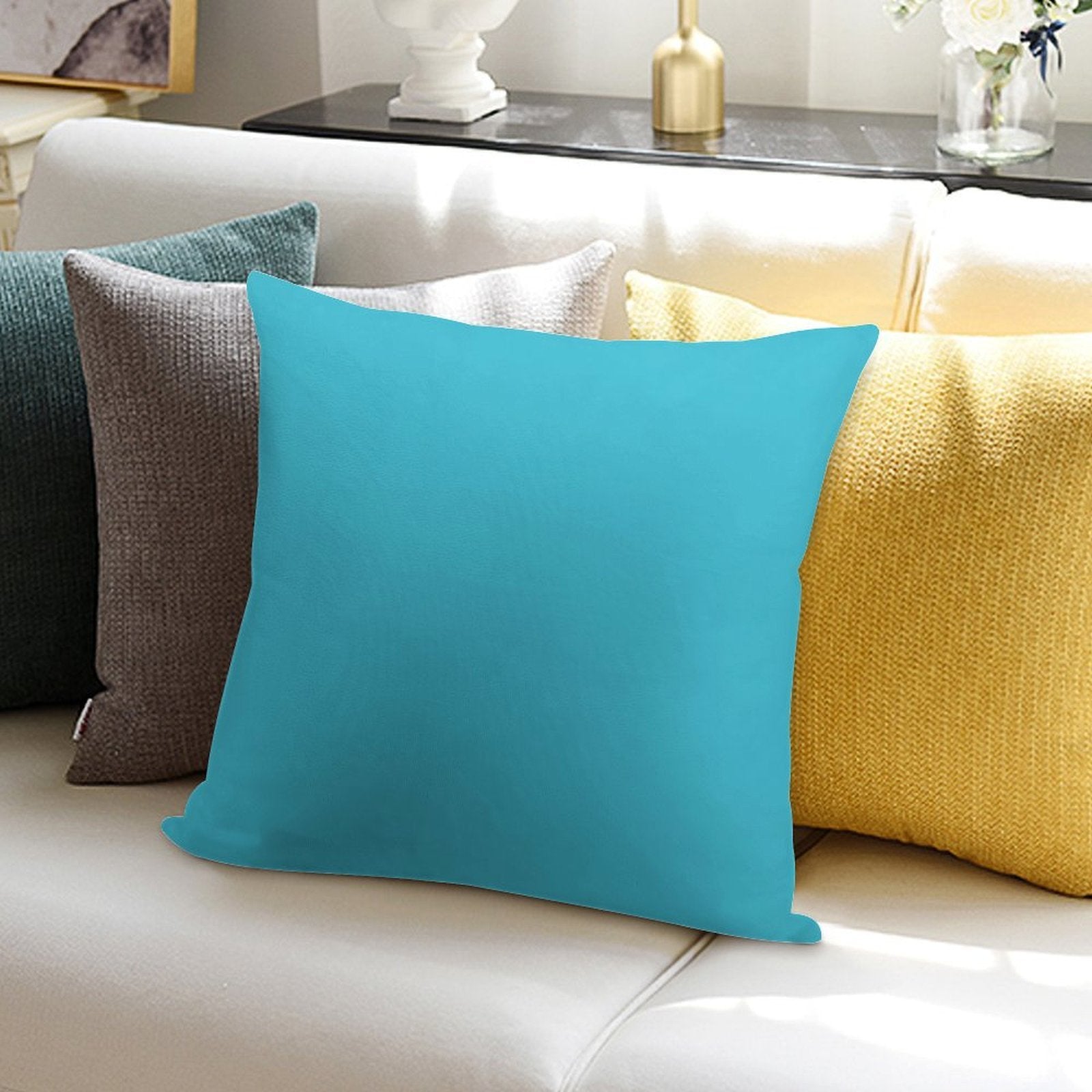 Turquoise Soft Reinforced Edging Throw Pillow