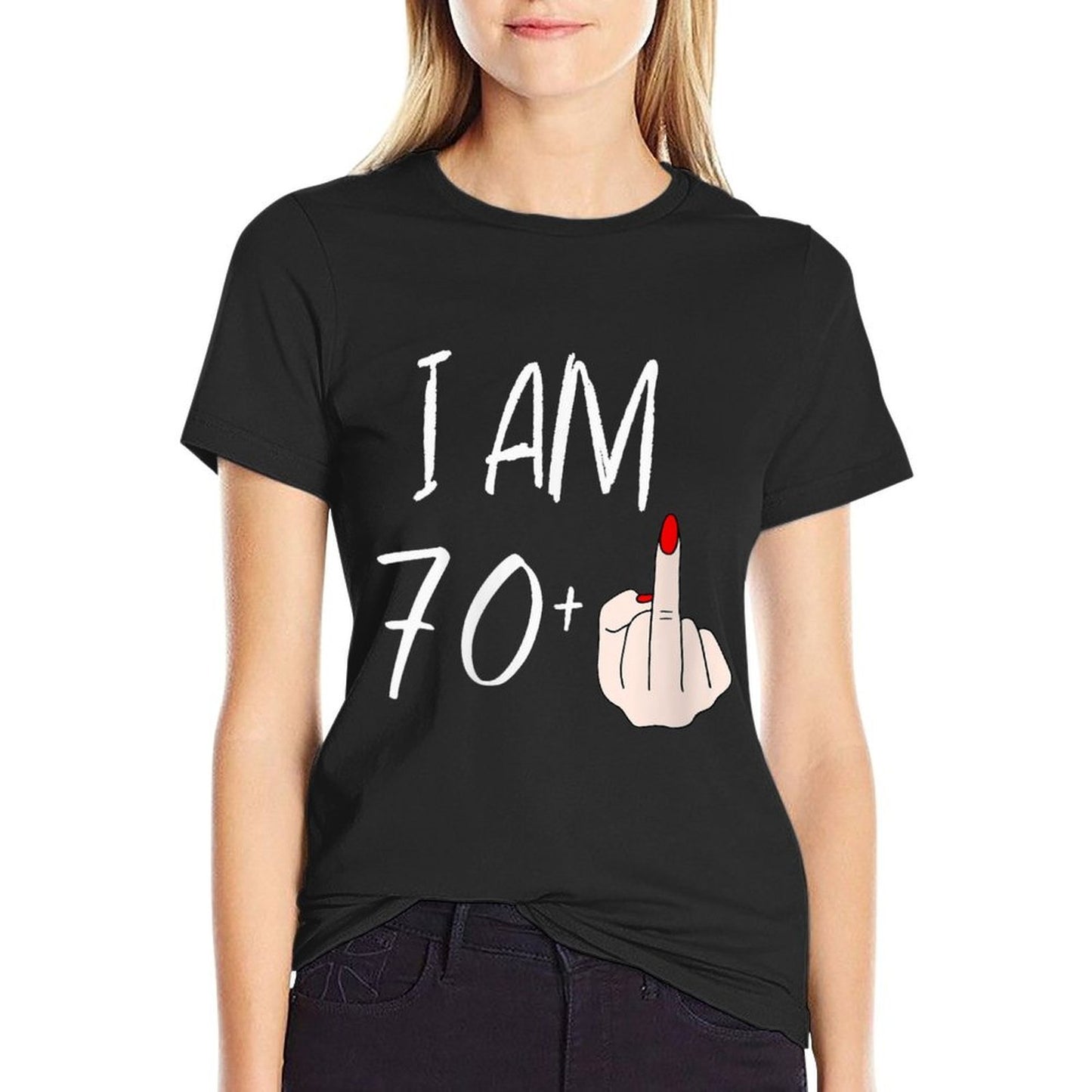 Womens I Am 70 Plus 1 Middle Finger For A 70th Birthday For Women Classic T-Shirt