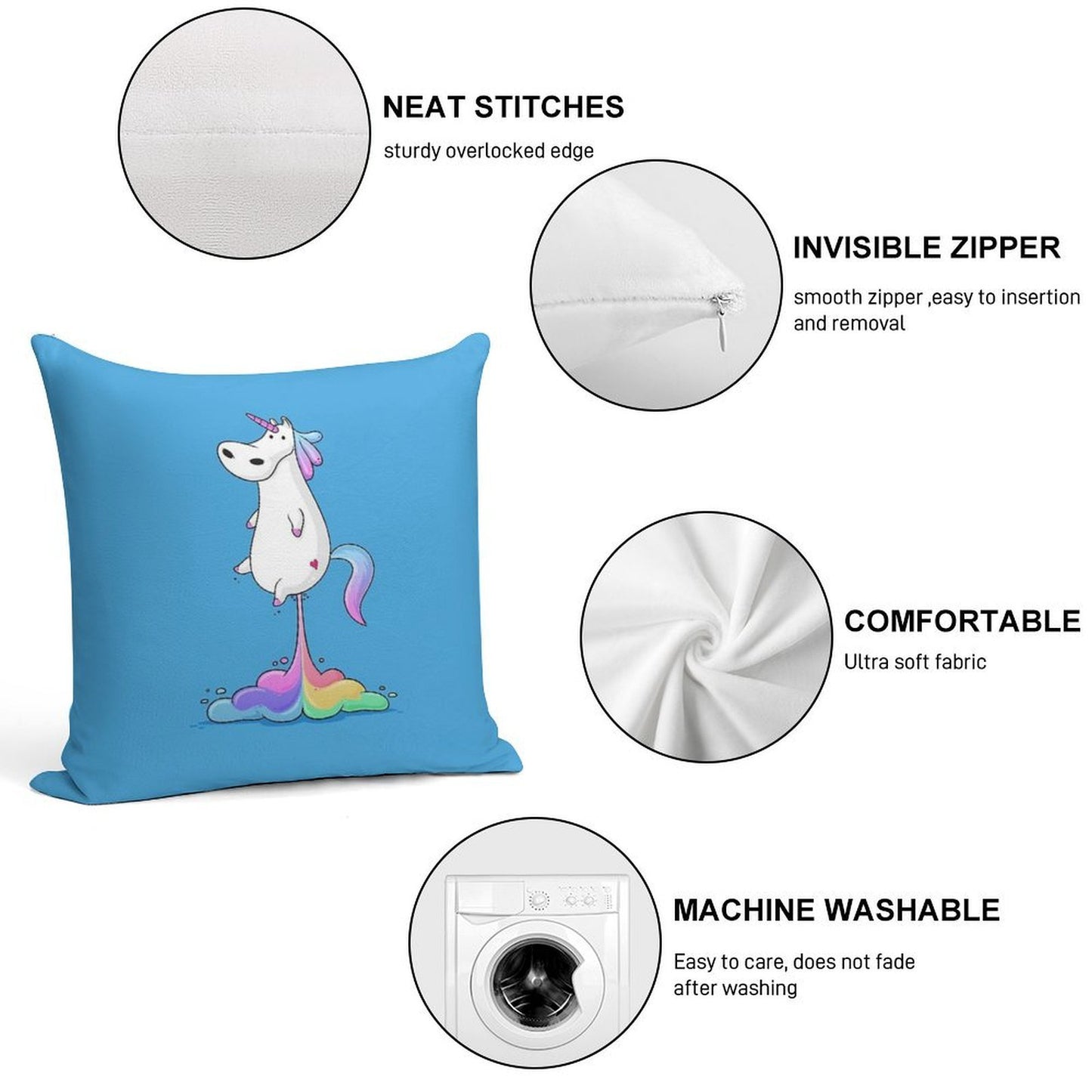 Unicorn Fart Soft Luxury Feel Throw Pillow