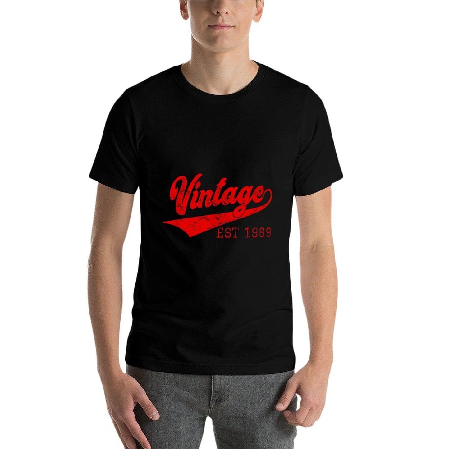 Vintage 1969 50th Birthday Gift Men Women Ribbed Collar T-Shirt