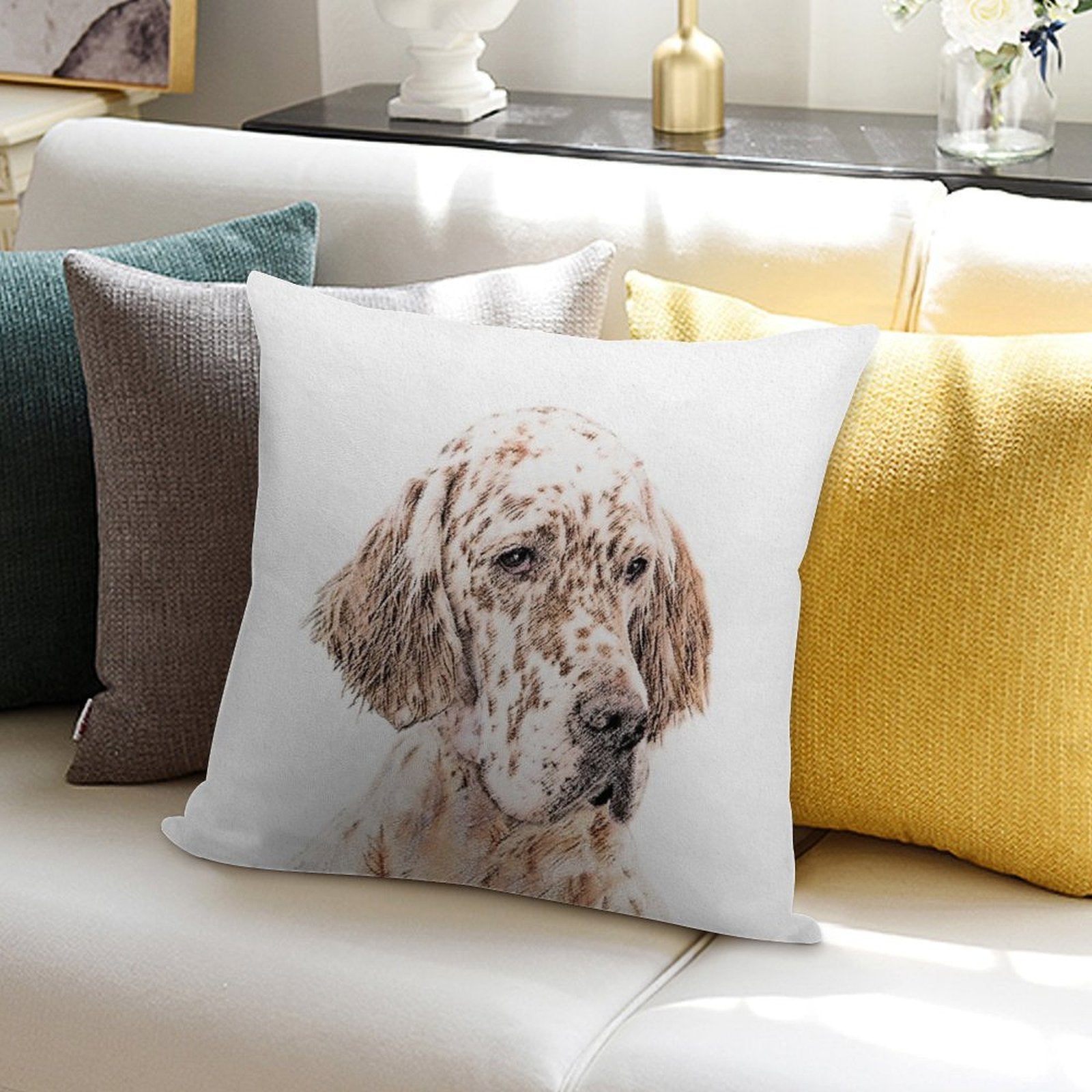 English Setter (Orange Belton) Soft Warmth Comfort Throw Pillow