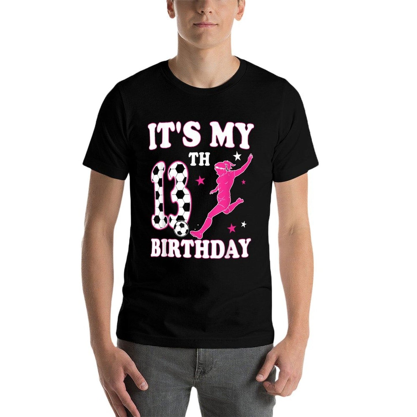 13th Birthday Soccer Themed 13 Year Old Girl Birthday Polyester Blend T-Shirt