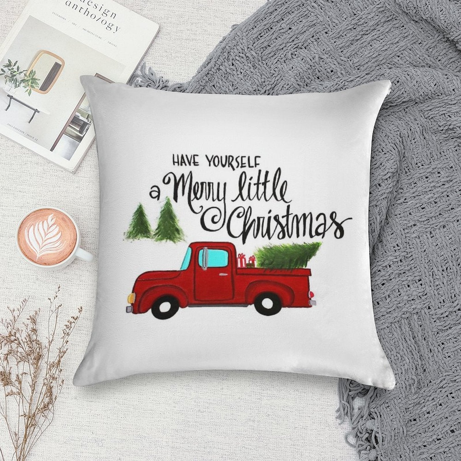 Merry Little Christmas Soft Durable Construction Throw Pillow