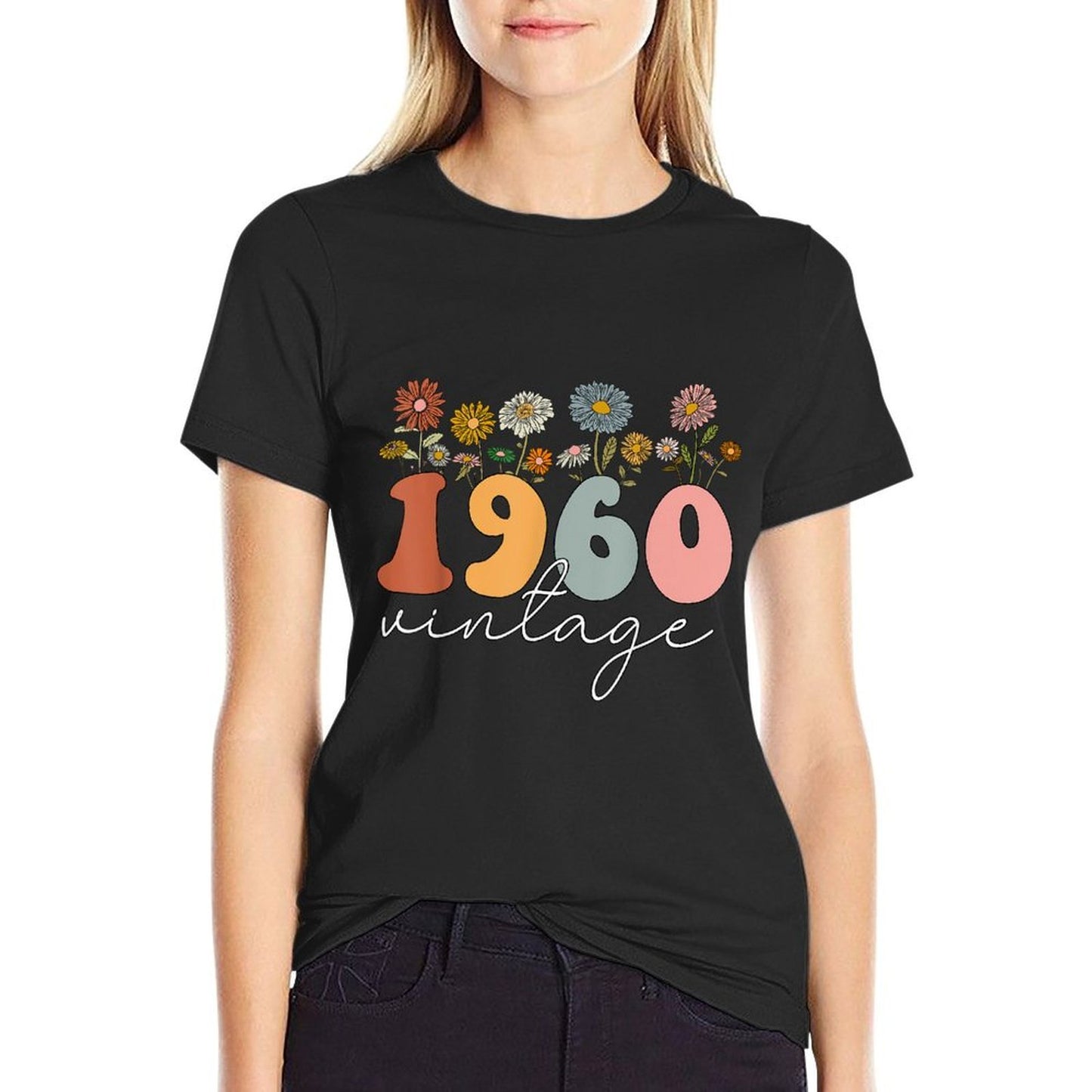 Vintage 1960 Wildflower Floral 64th Birthday Women Girls Polyester Blend T-Shirt