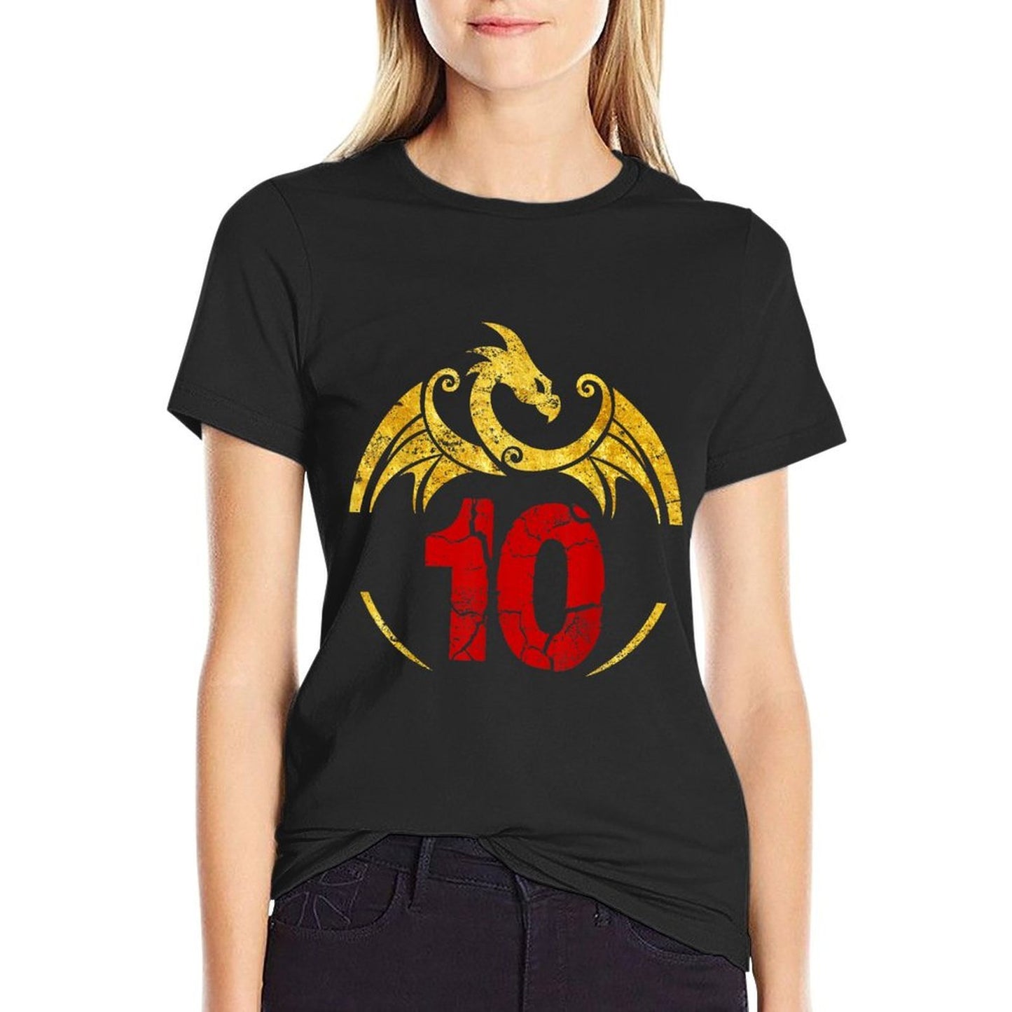 10th Birthday Gift Dragon Oversized Silhouette T-Shirt