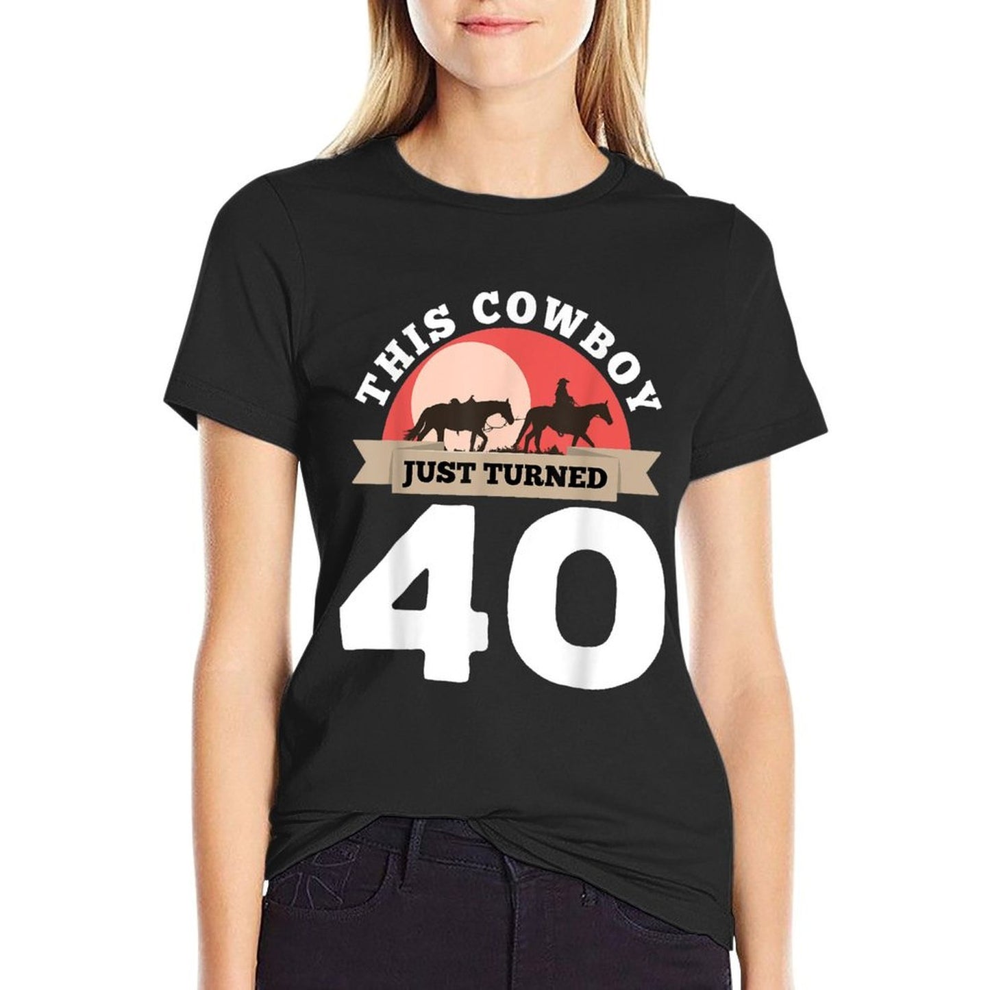 This Cowboy Just Turned 40 - 40th Birthday Horse Rider Gift Polyester Blend T-Shirt