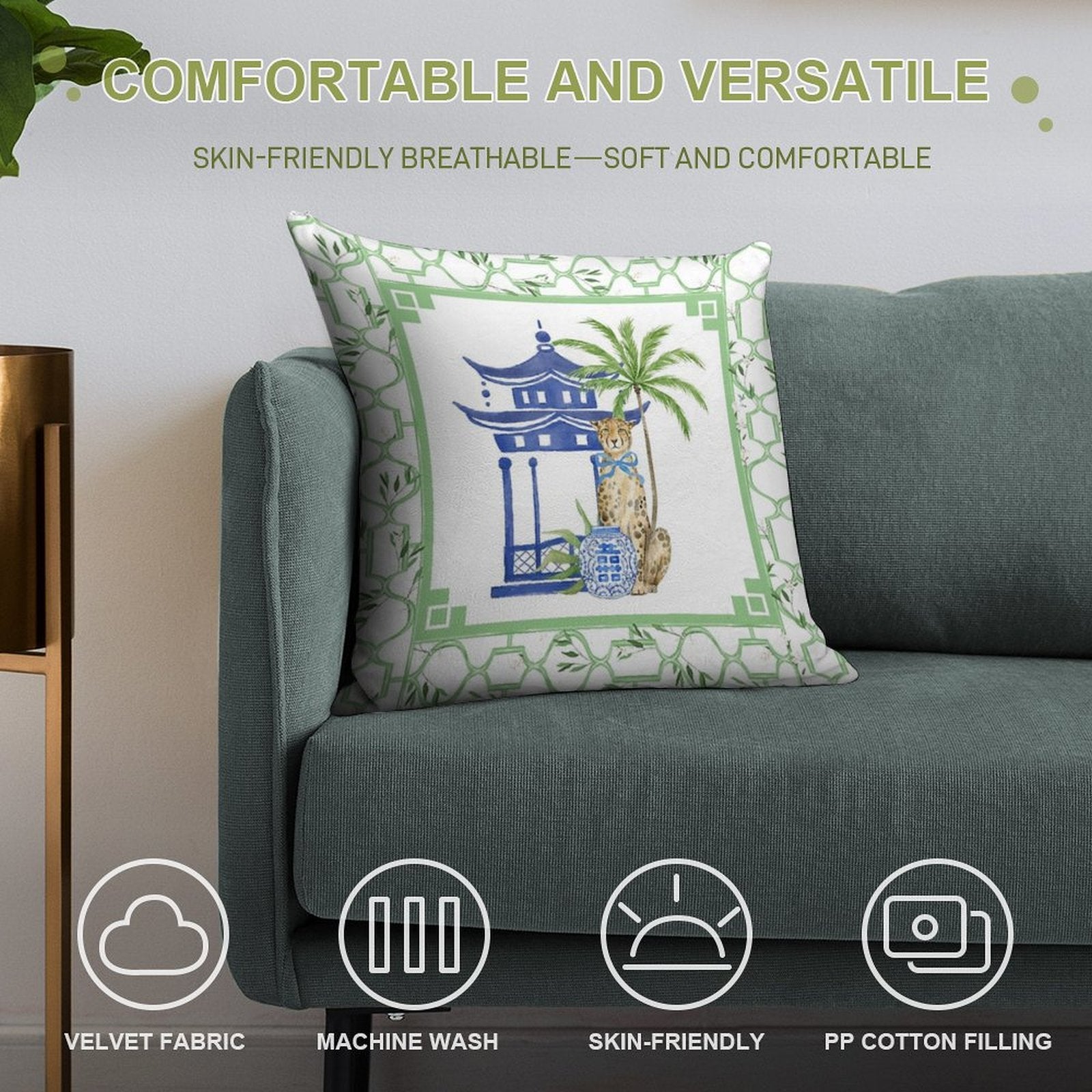 Pagoda Pavilion Chinoiserie Soft Easy Maintenance Throw Pillow