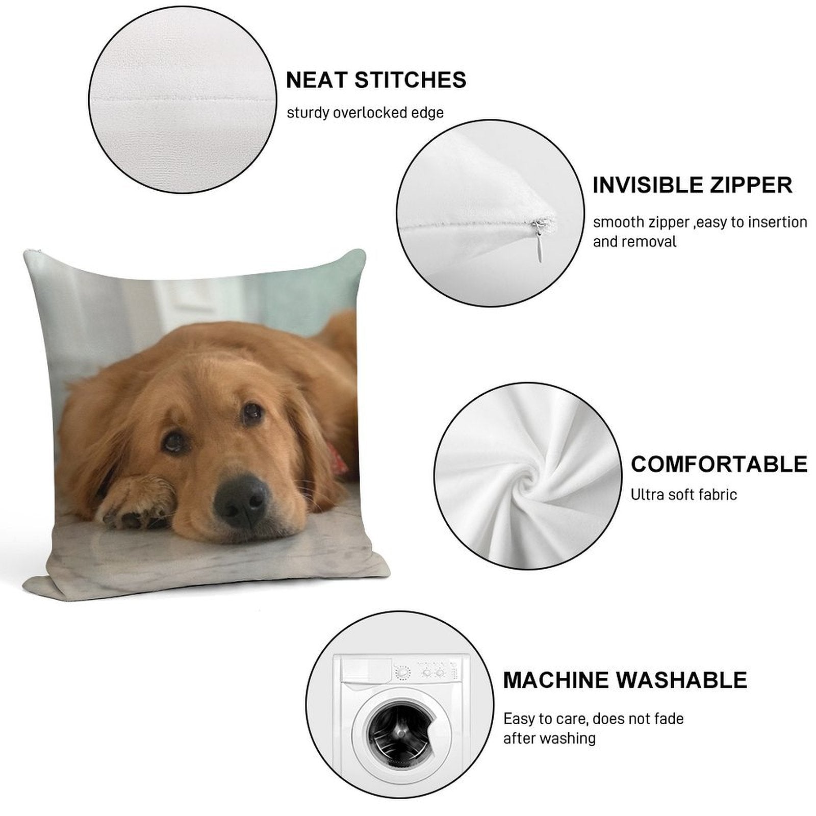 Golden Retriever Soft Home Decor Throw Pillow