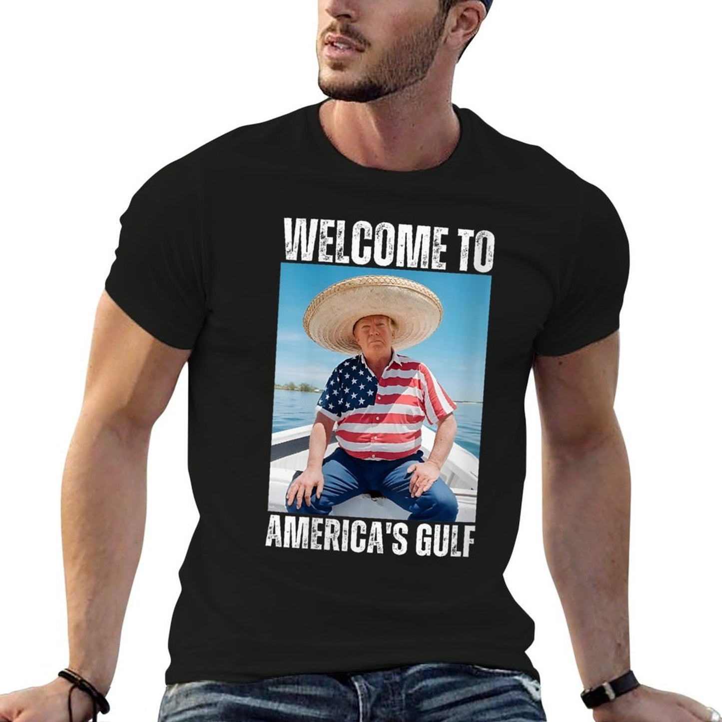 Womens Welcome Trump America's Gulf Mexico President Trump Sombrero Fade-proof Color T-Shirt