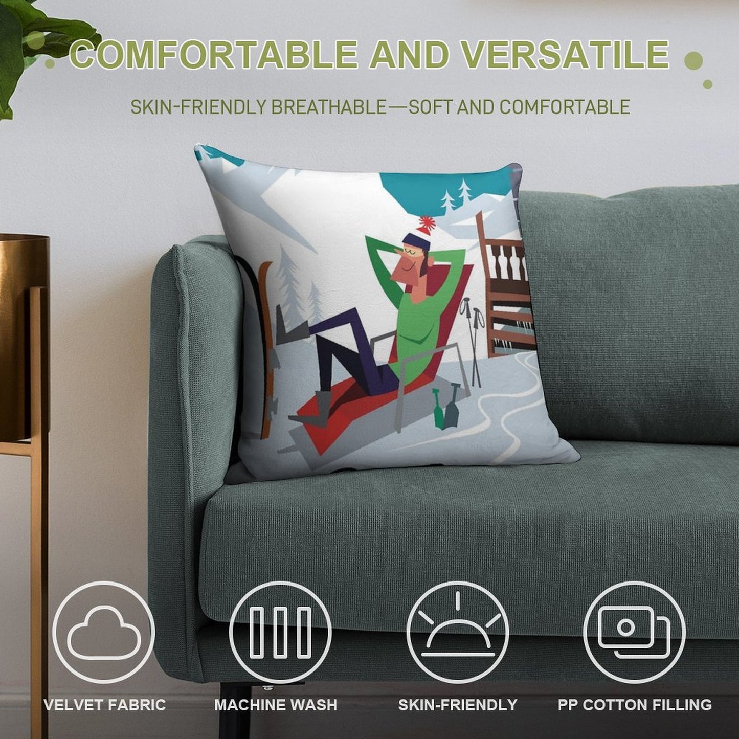 Morzine Ski Poster Soft Washable Throw Pillow