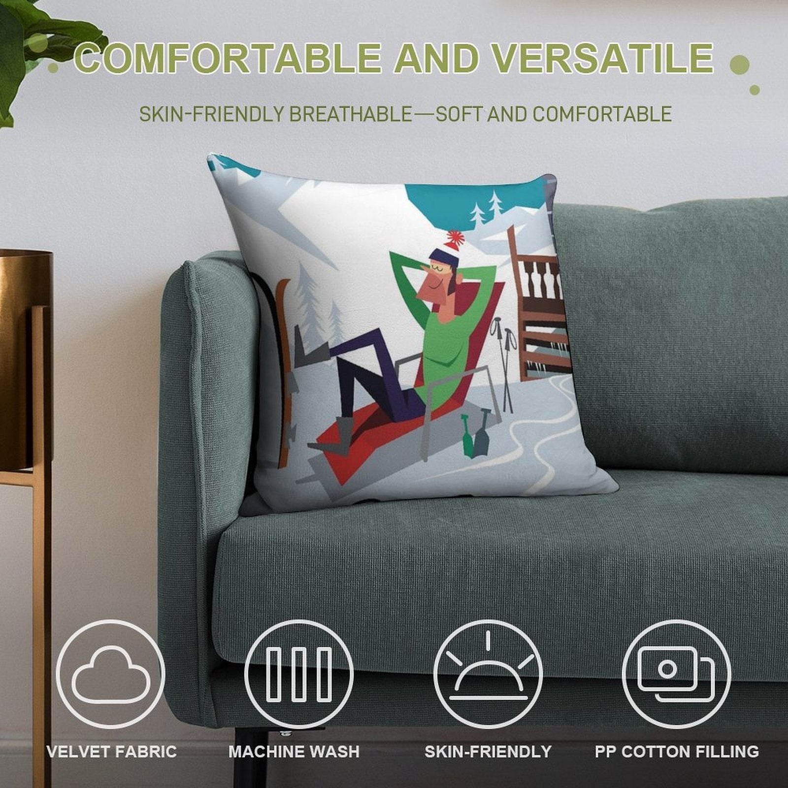 Morzine Ski Poster Soft Washable Throw Pillow