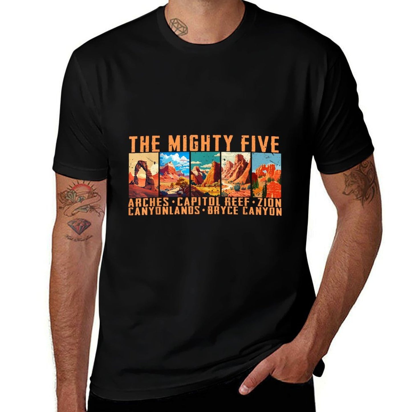 Vintage Moab Souvenir Big 5 Utah Mighty Five National Park Breathable T-Shirt