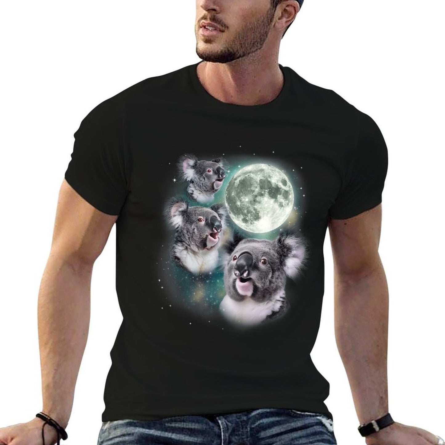 Three Koala Moon Cute Quirky Meme Howling Wildlife Koala Slim-fit Cut T-Shirt
