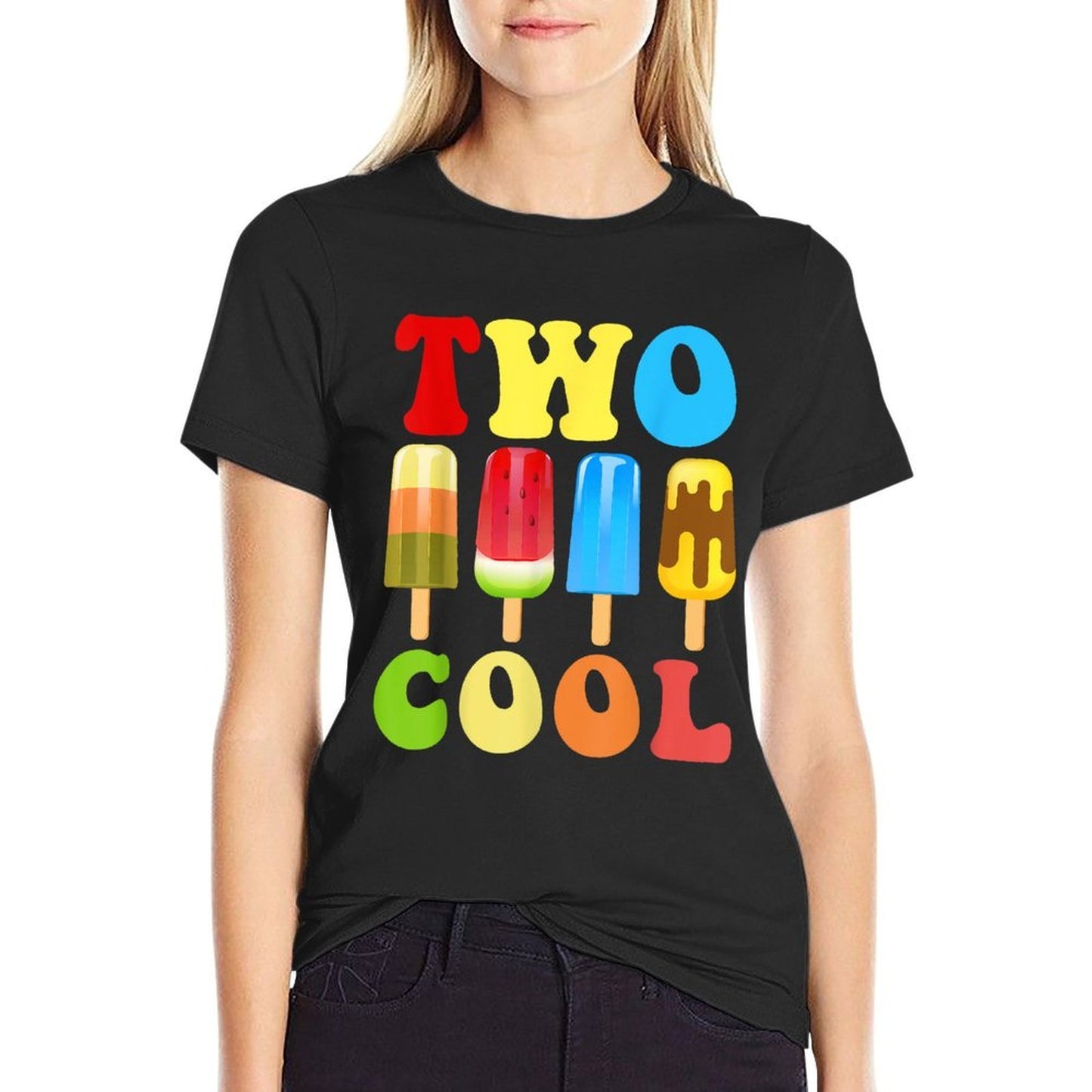 Two Cool Retro Floral Popsicle 2 Years Old Birthday Design Quick-drying T-Shirt