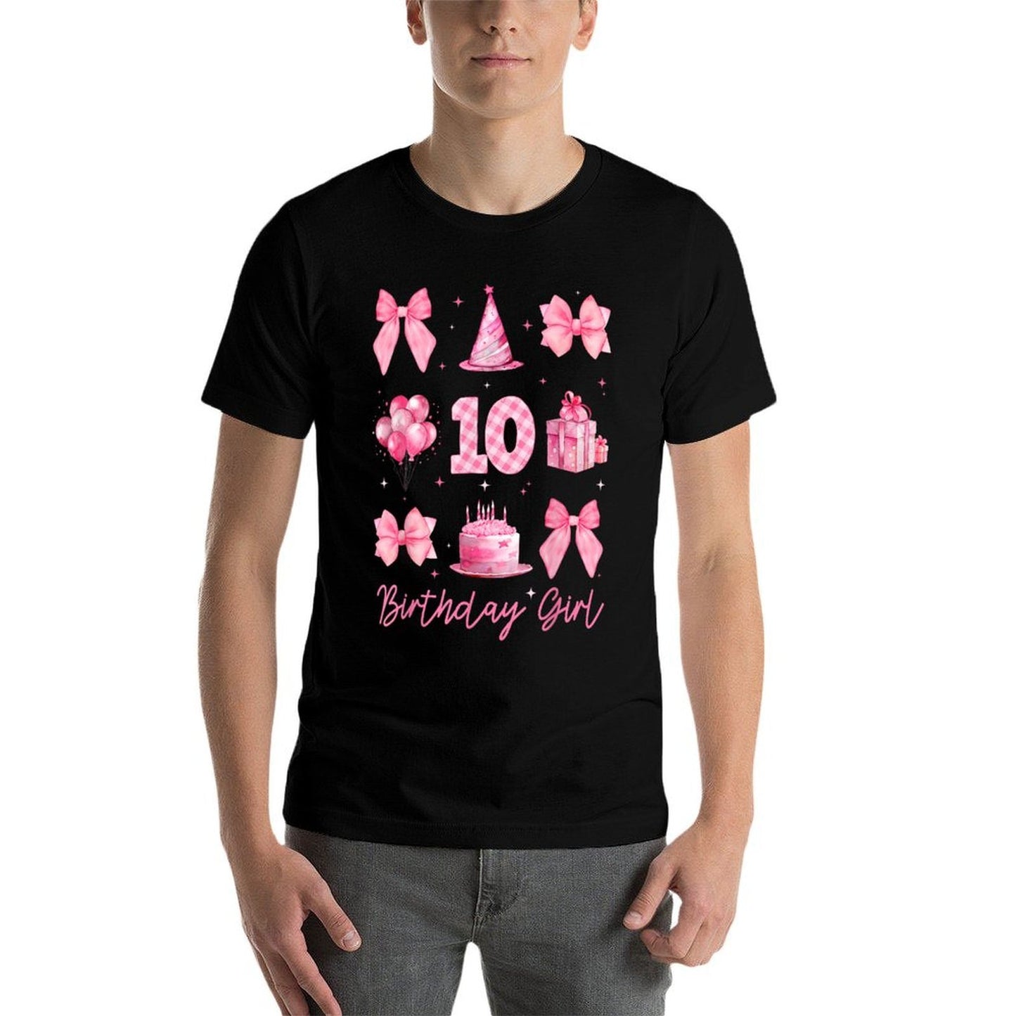 10th Birthday Girl Coquette Bow 10 Years Old Birthday Kids Quick-drying T-Shirt