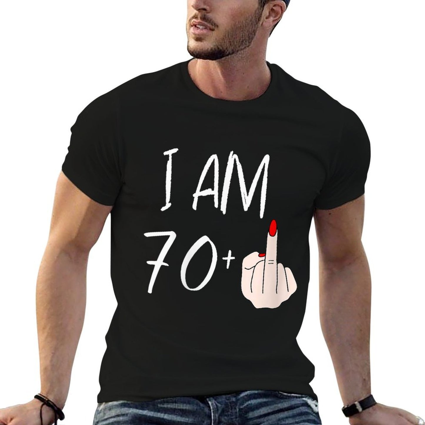 Womens I Am 70 Plus 1 Middle Finger For A 70th Birthday For Women Classic T-Shirt