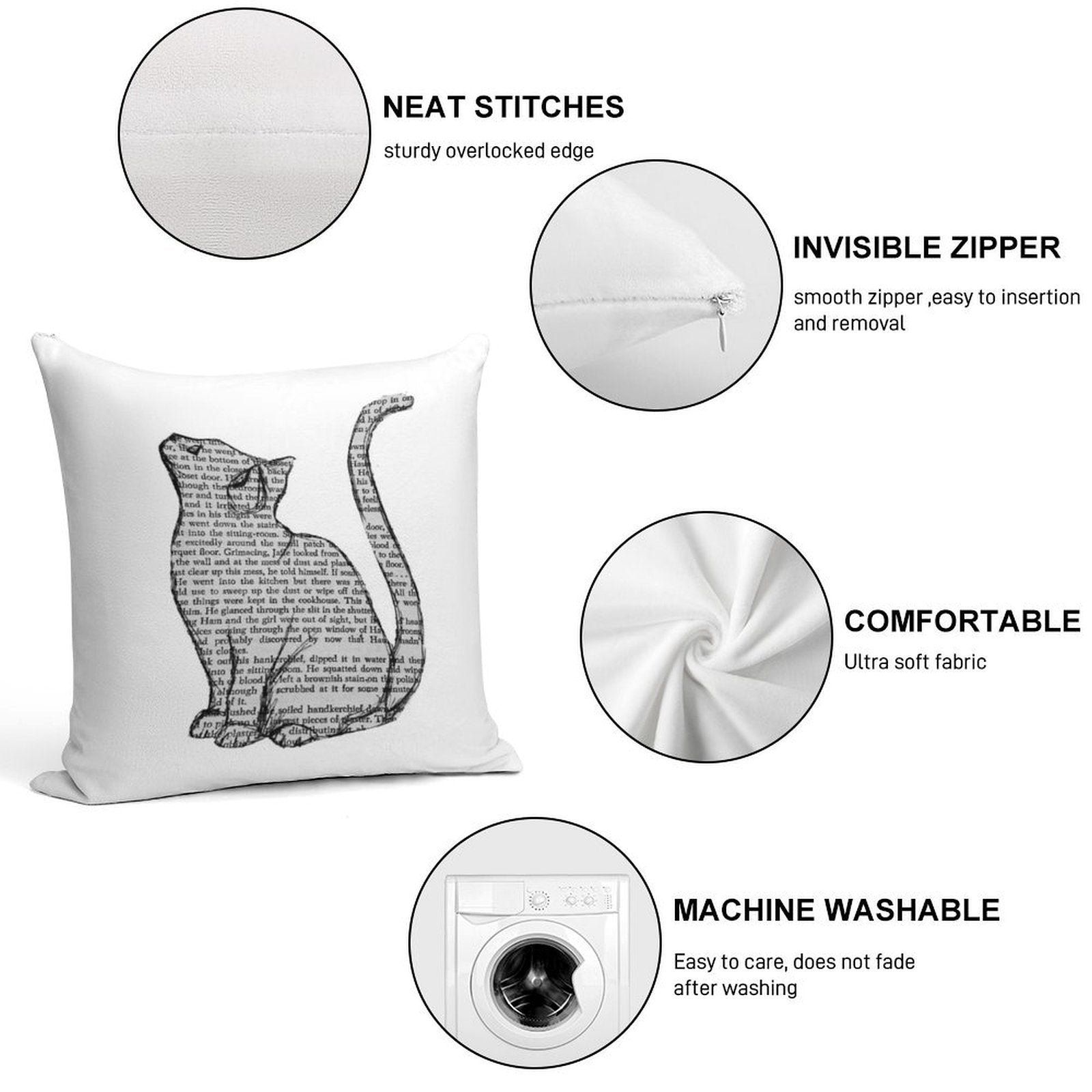 Books And Cats And Books And Cats Soft Fade-Resistant Throw Pillow