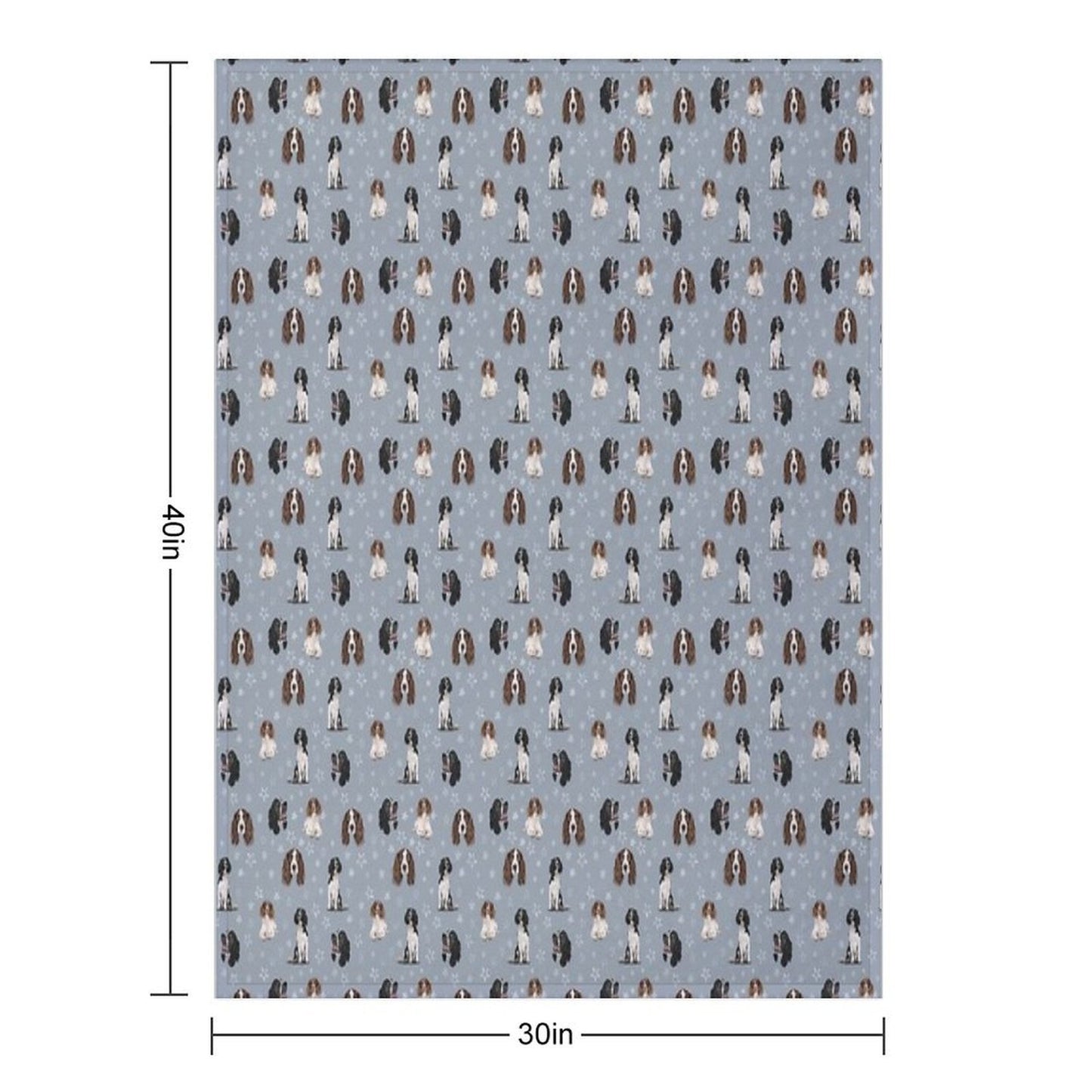 The Springer Spaniel Blue Plush Throw Blanket