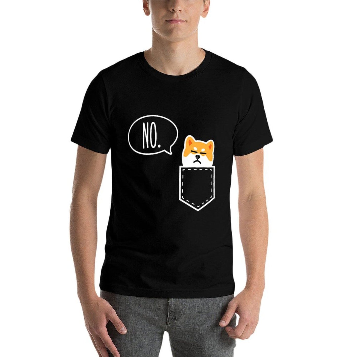 Shiba Inu Nope Cute Pocket Stretchy T-Shirt