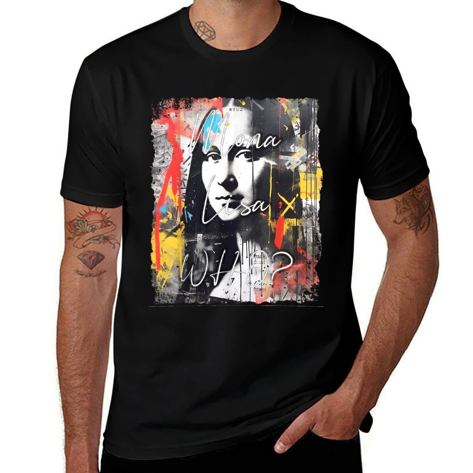 Abstract Graffiti Art Leonardo Da Vinci Art Mona Lisa  Slim-fit Cut T-Shirt