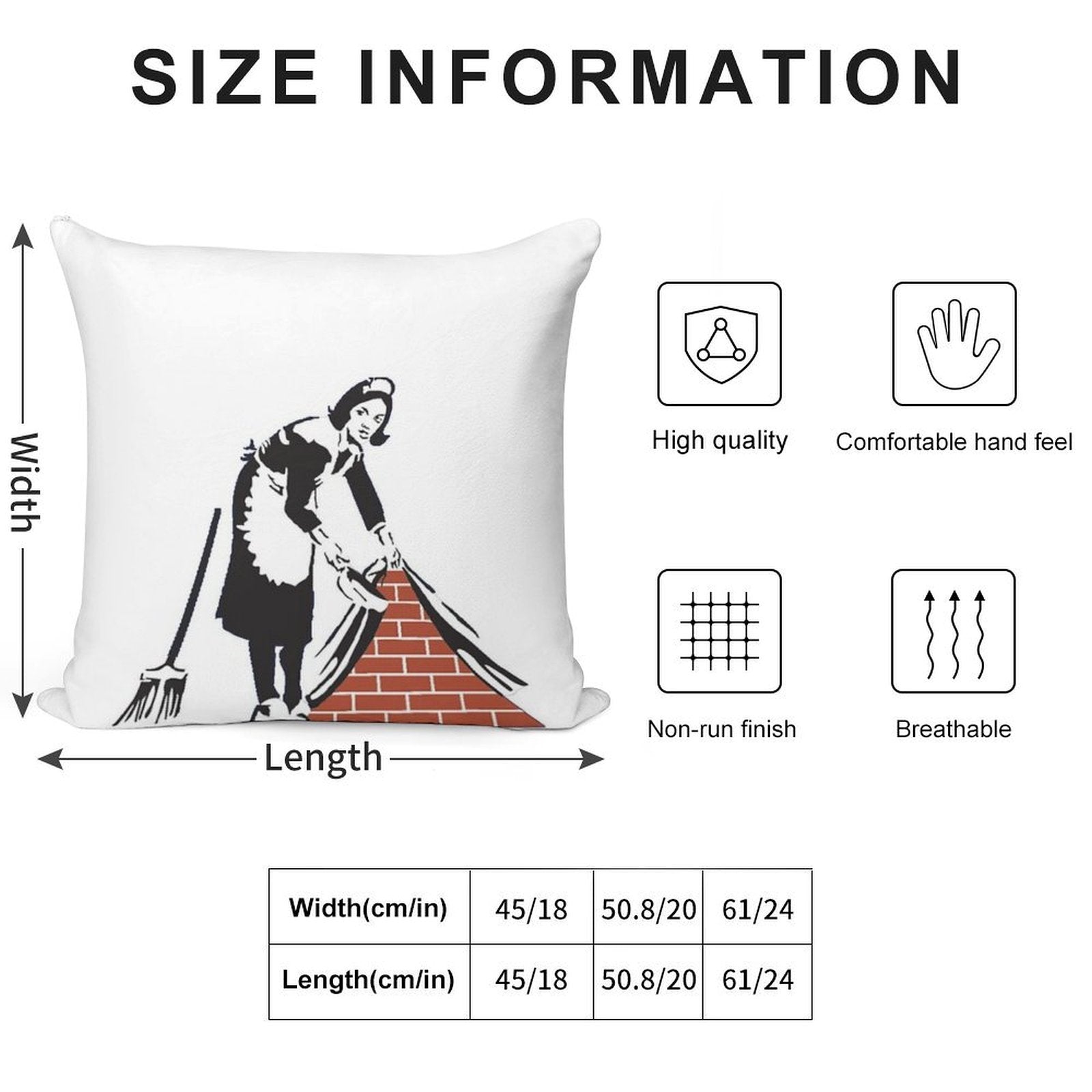 Banksy Sweep It Under The Rug! Soft Reinforced Edging Throw Pillow