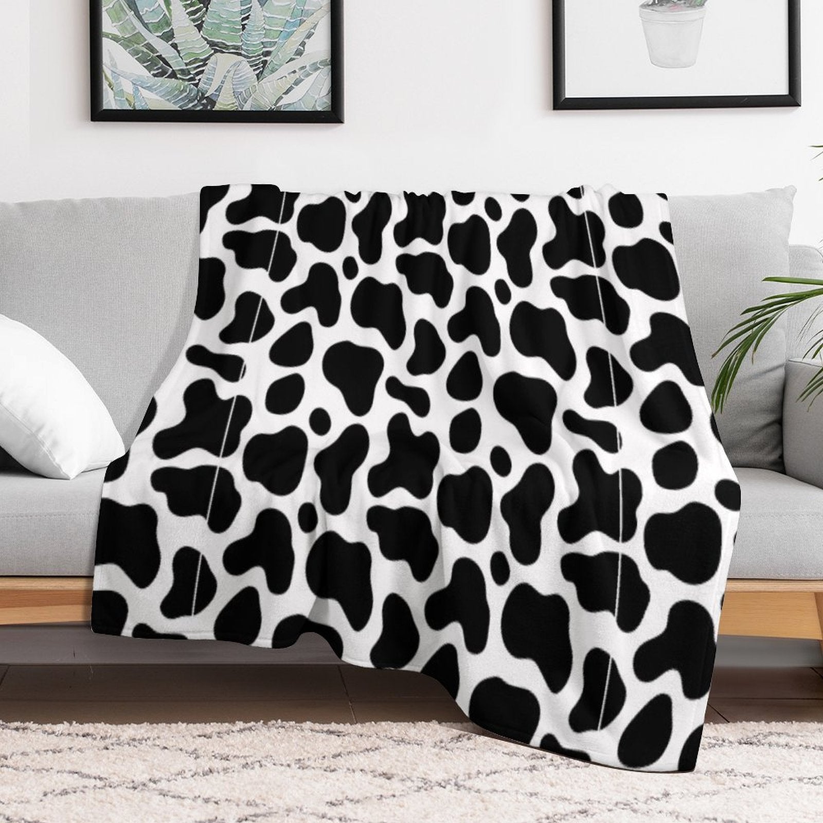 Cow Pattern Costume Shrink-resistant Throw Blanket