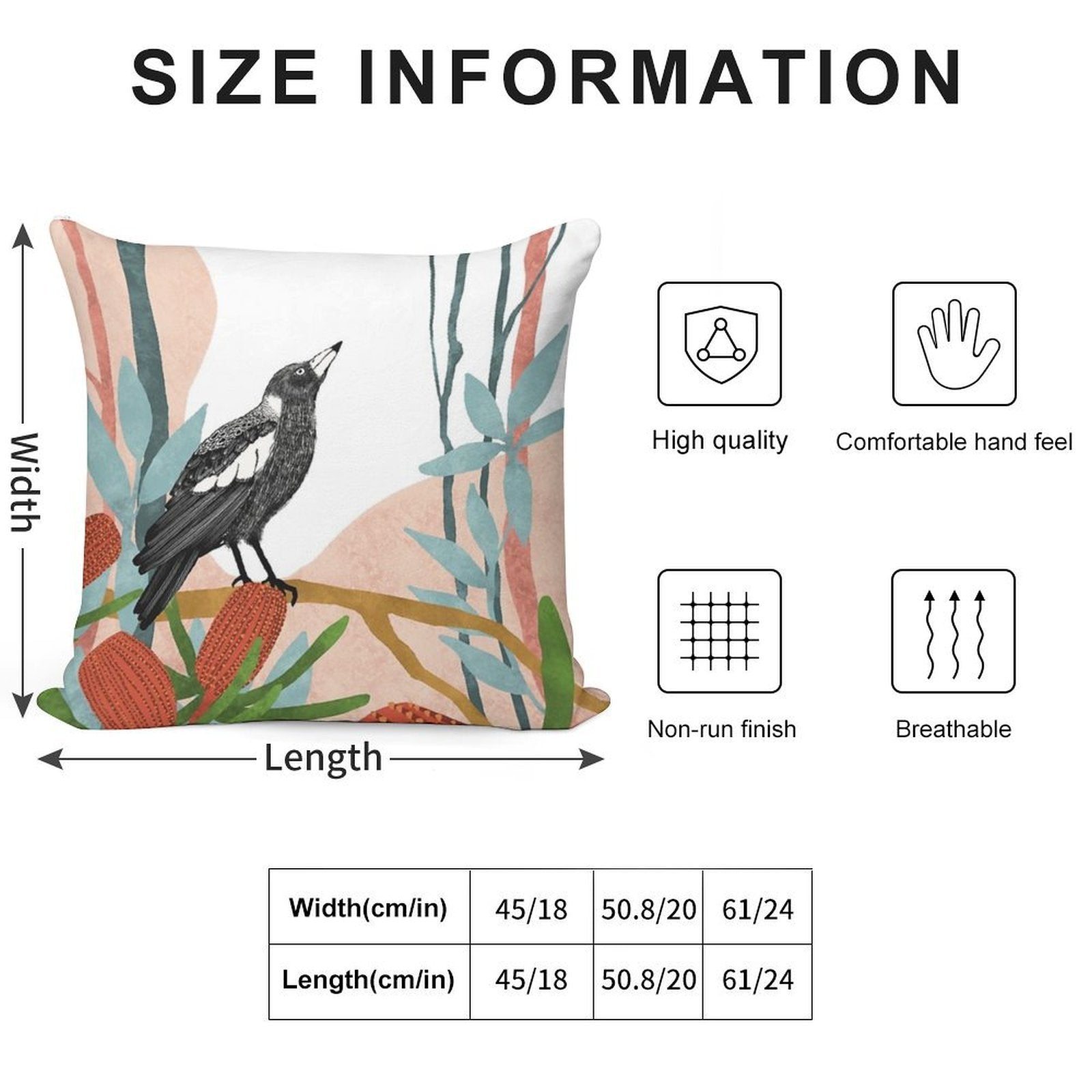 Australian Magpie Amongst Banksia Flowers Soft Durable Construction Throw Pillow