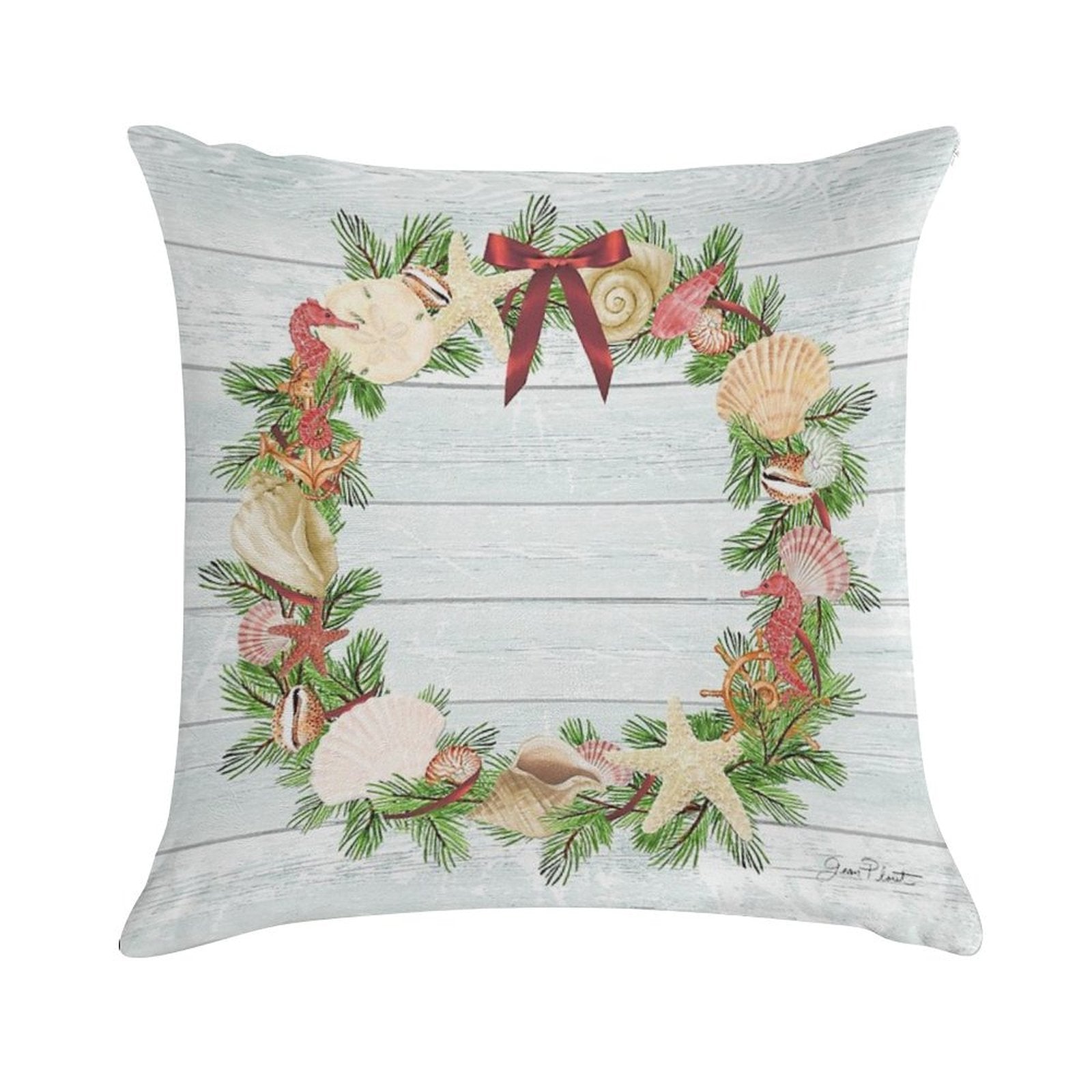 Coastal Christmas D Soft Easy Maintenance Throw Pillow