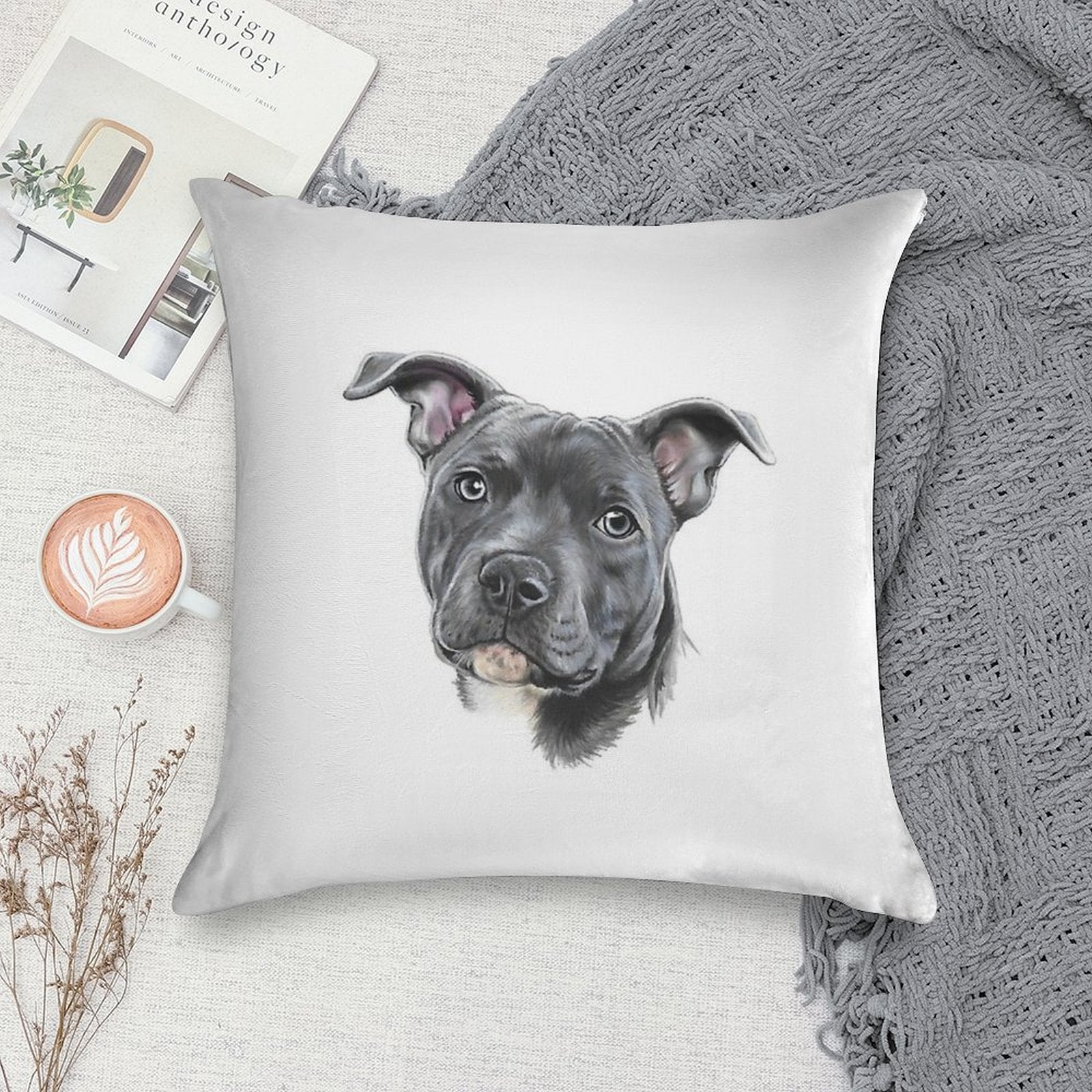 Blue Staffy Soft Warmth Comfort Throw Pillow