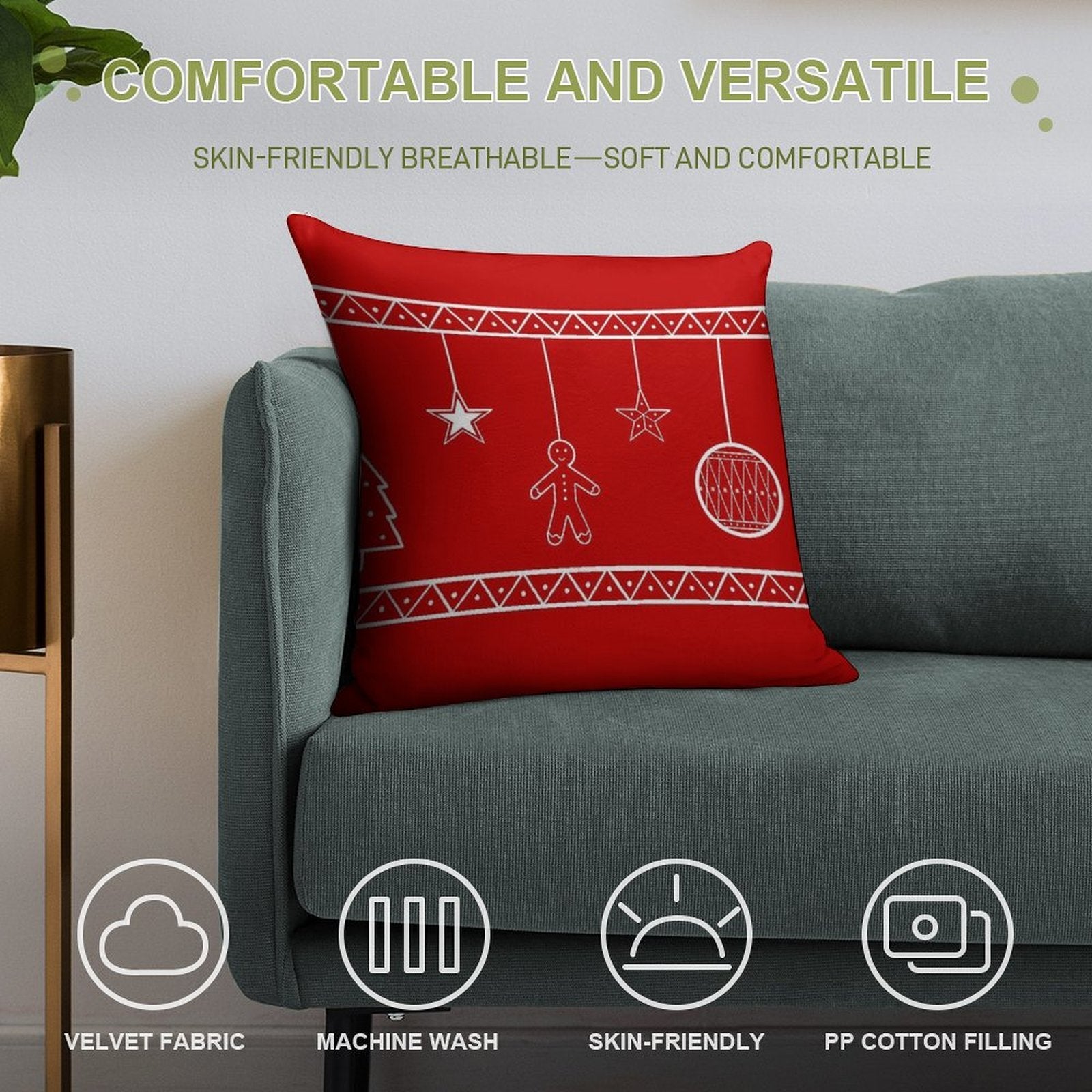 Christmas Decorations Soft Washable Throw Pillow
