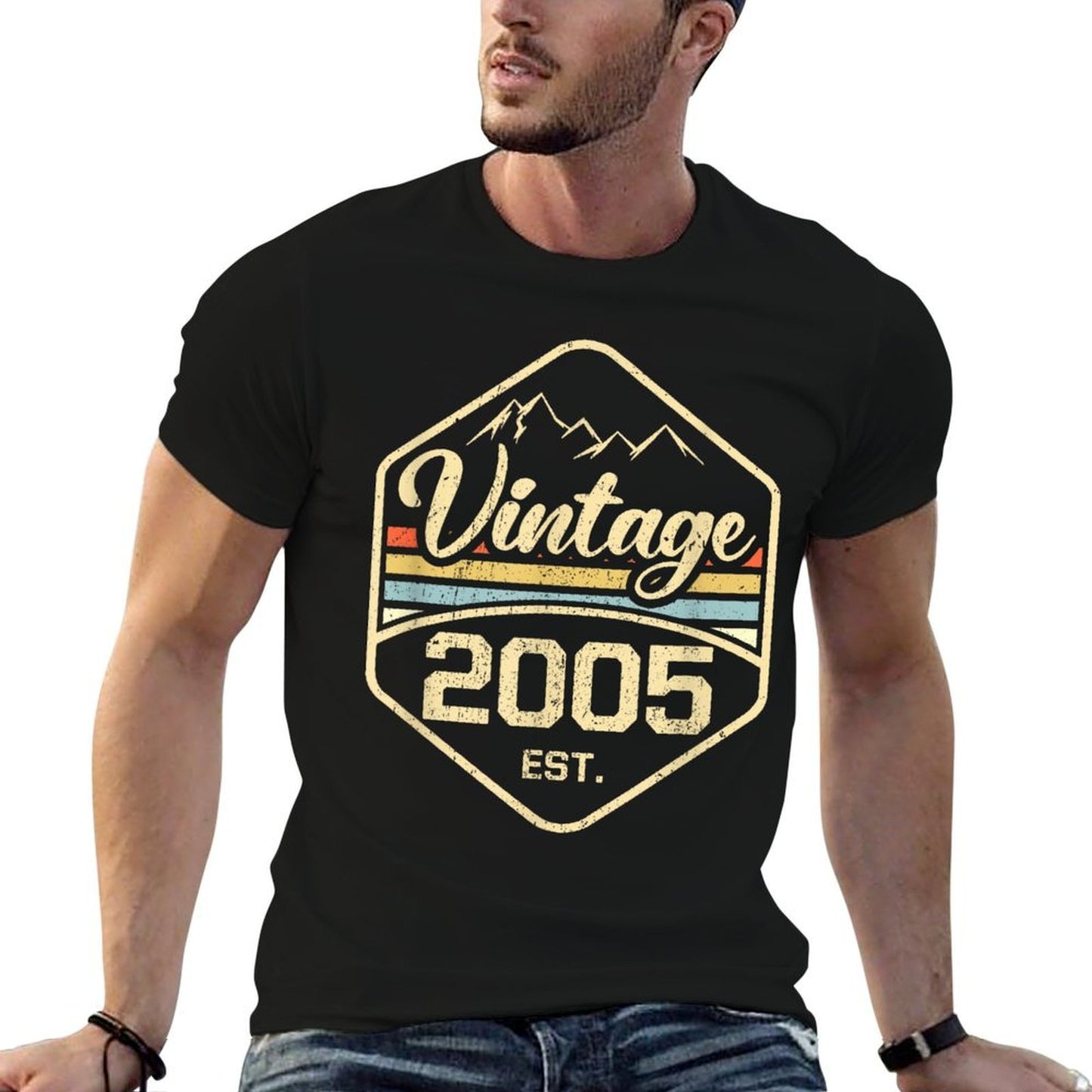 Vintage 2005 Est. Retro Style 17th Birthday Summer-ready Fabric T-Shirt