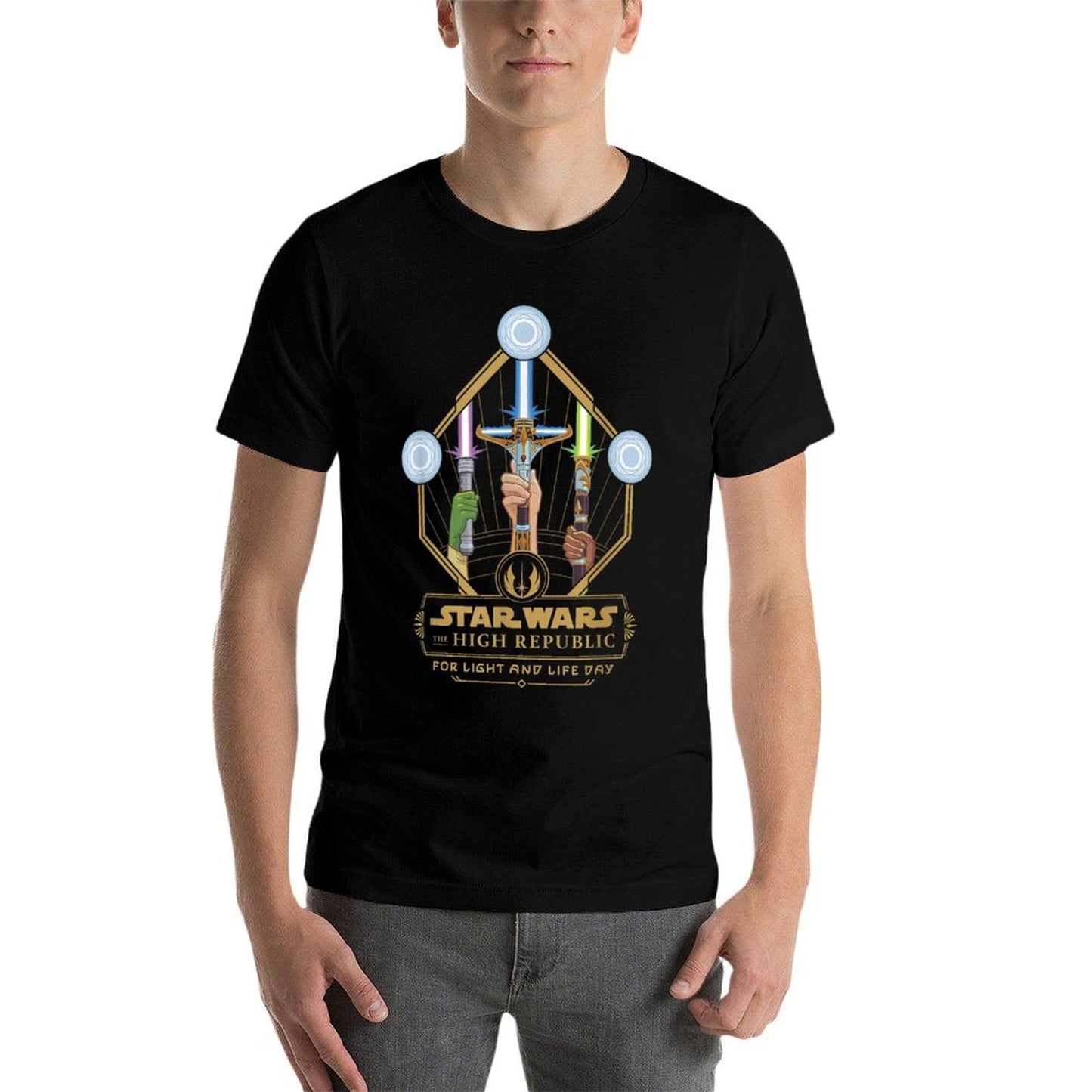 Star Wars The High Republic For Light Life Day Sabers Logo Summer-ready Fabric T-Shirt