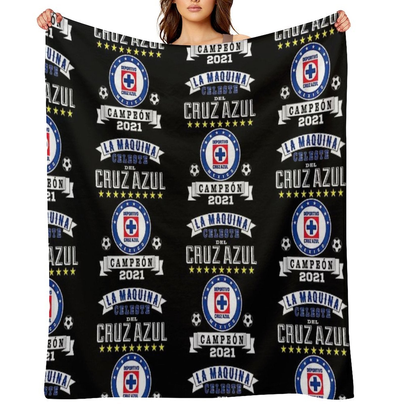 Cruz-Azul Campeon 2021 Futbol Mexicano La Maquina Celeste Shrink-resistant Throw Blanket