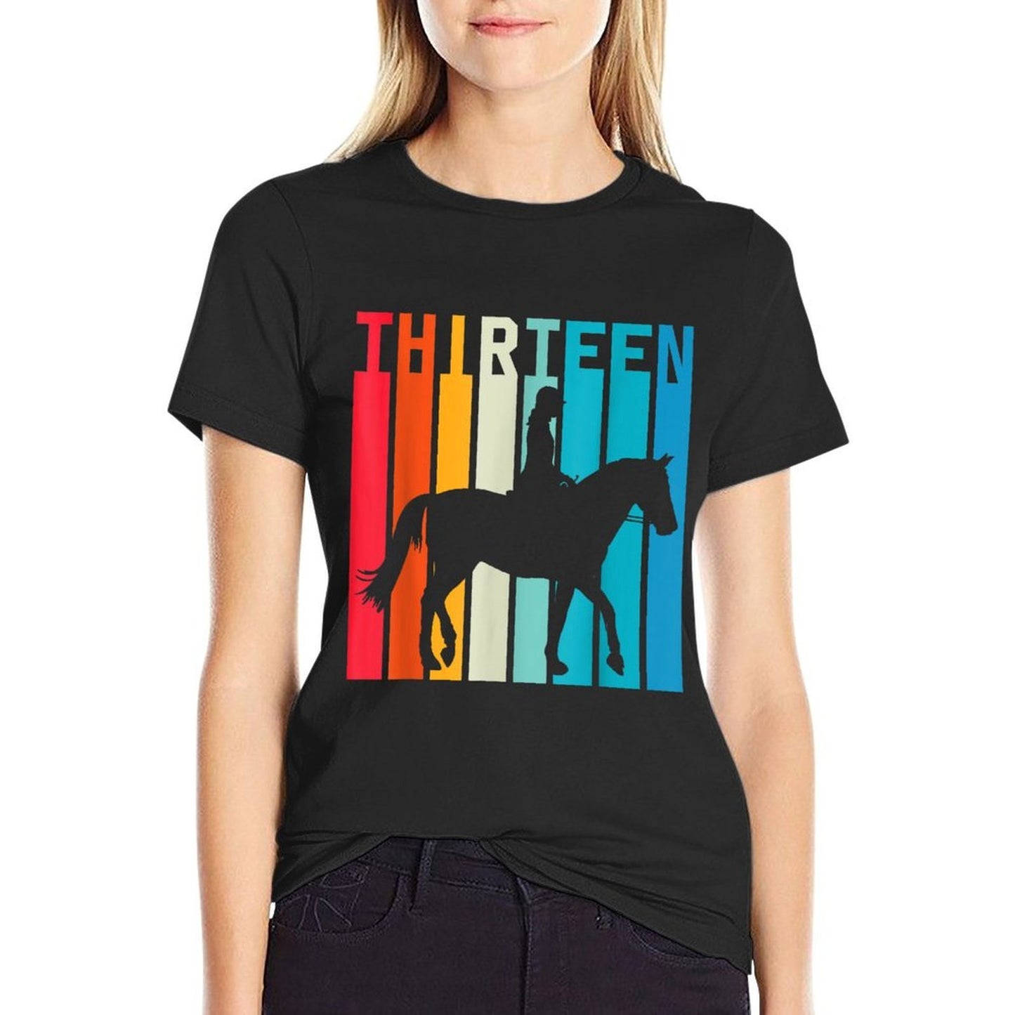 13 Year Old Retro Birthday Horse 13th Birthday Durable T-Shirt