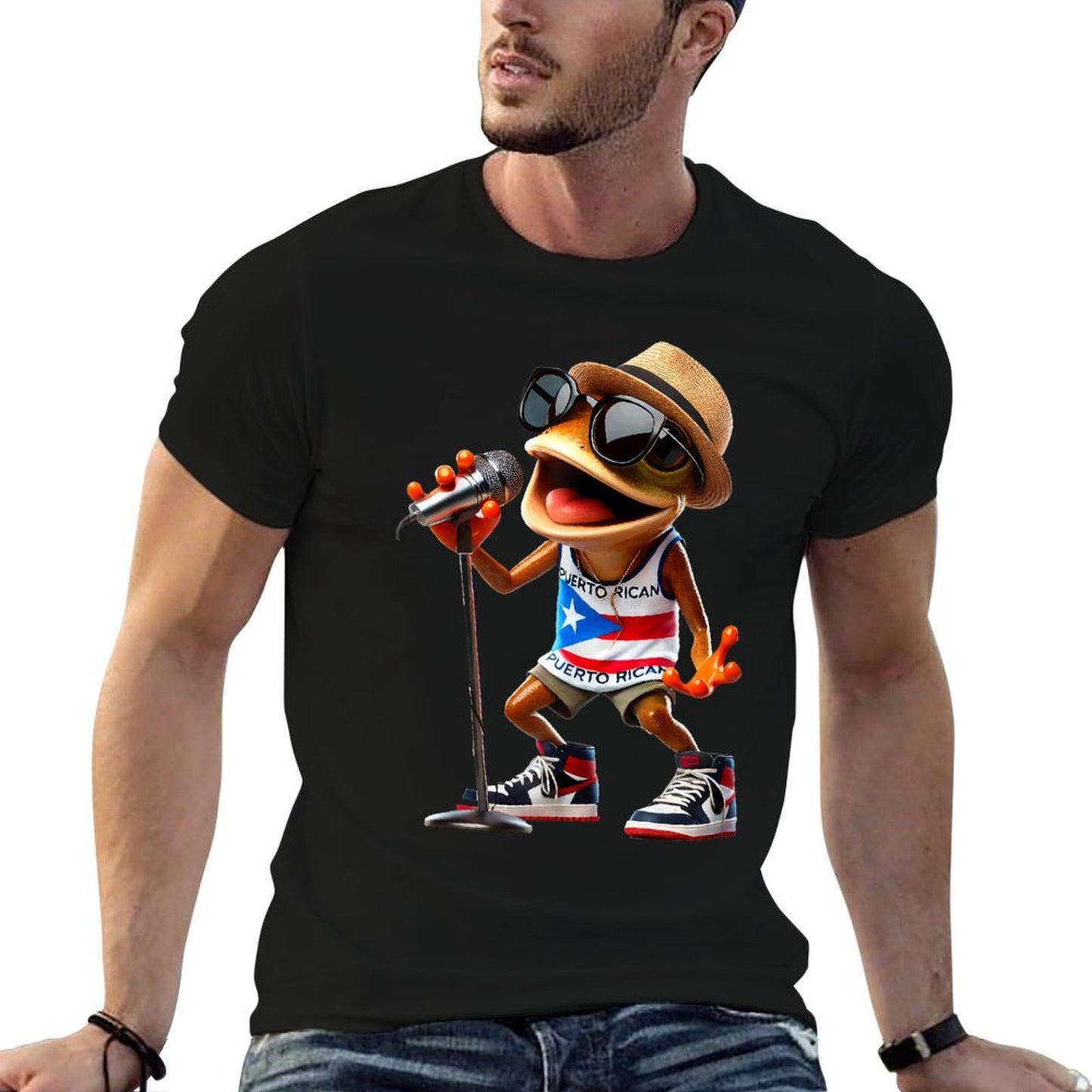 Singing Coqui Puerto Rican Sunglasses Boricua Hat Fun Affordable Price T-Shirt