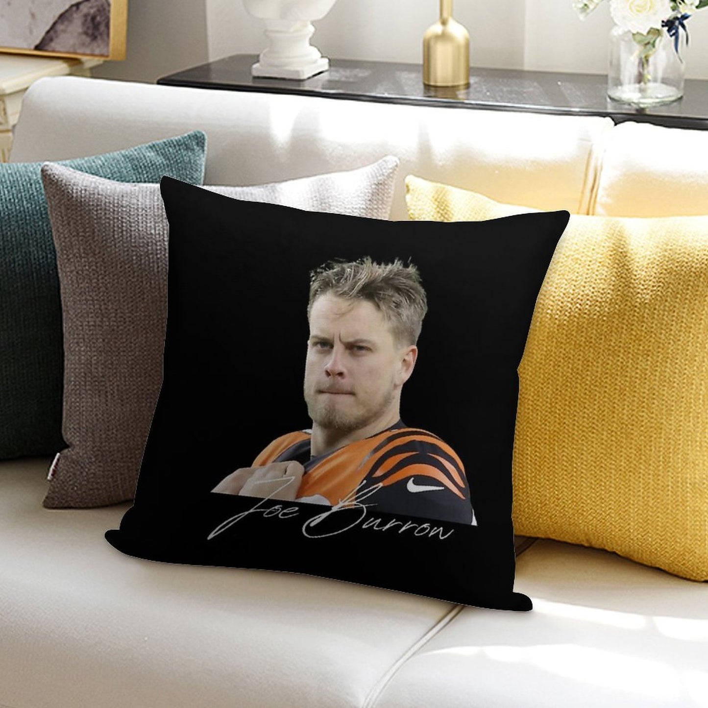 Joe Burrow Signed Design Soft Easy Maintenance Throw Pillow
