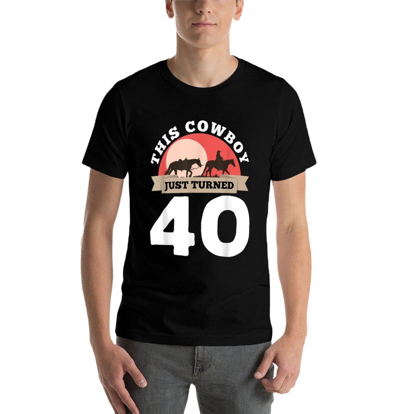 This Cowboy Just Turned 40 - 40th Birthday Horse Rider Gift Polyester Blend T-Shirt