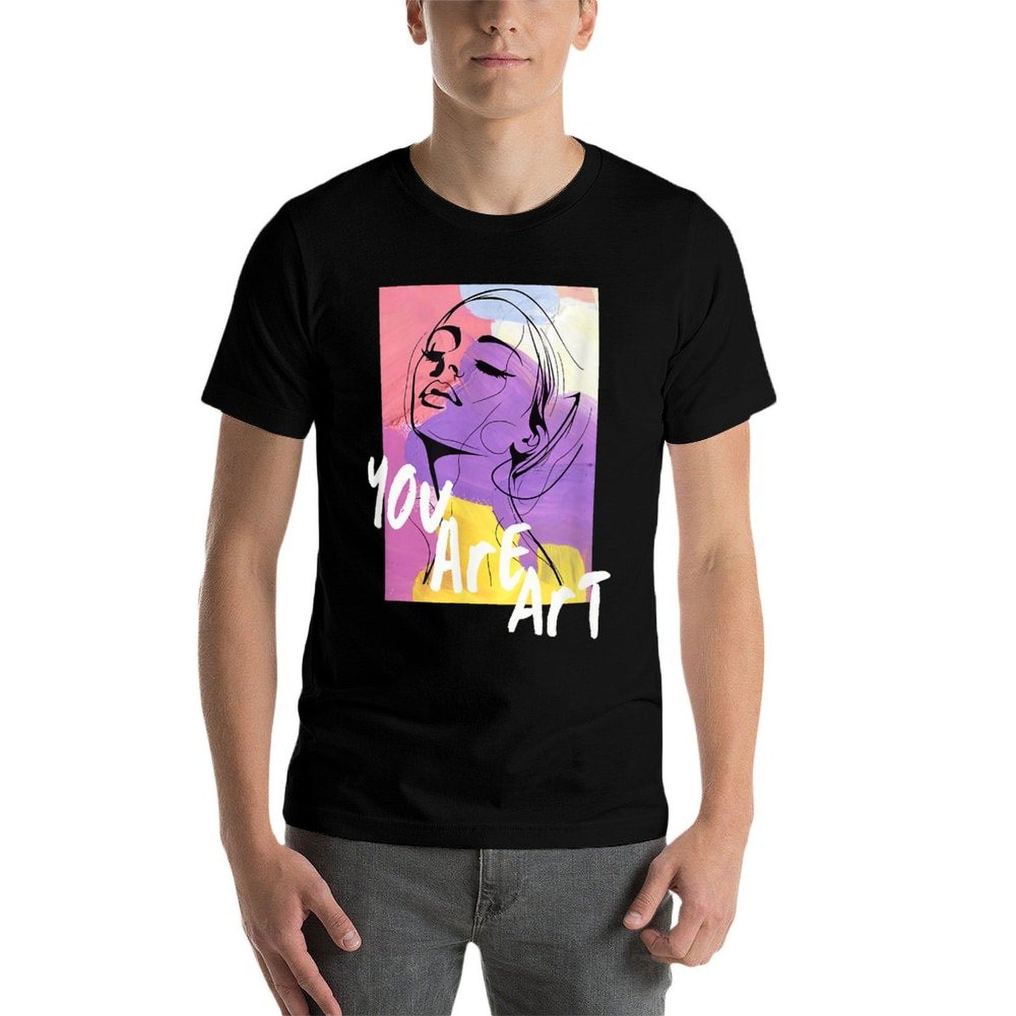 Retro Pop Art, Abstract Colorful Woman, Face Abstract, Art  Cotton T-Shirt