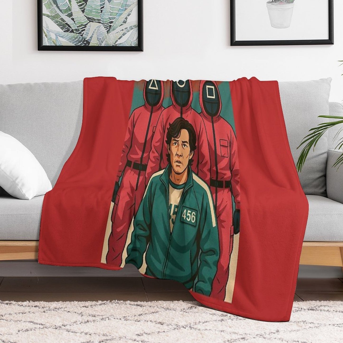 Squid Game with Cartoon-style Velvety-soft Throw Blanket